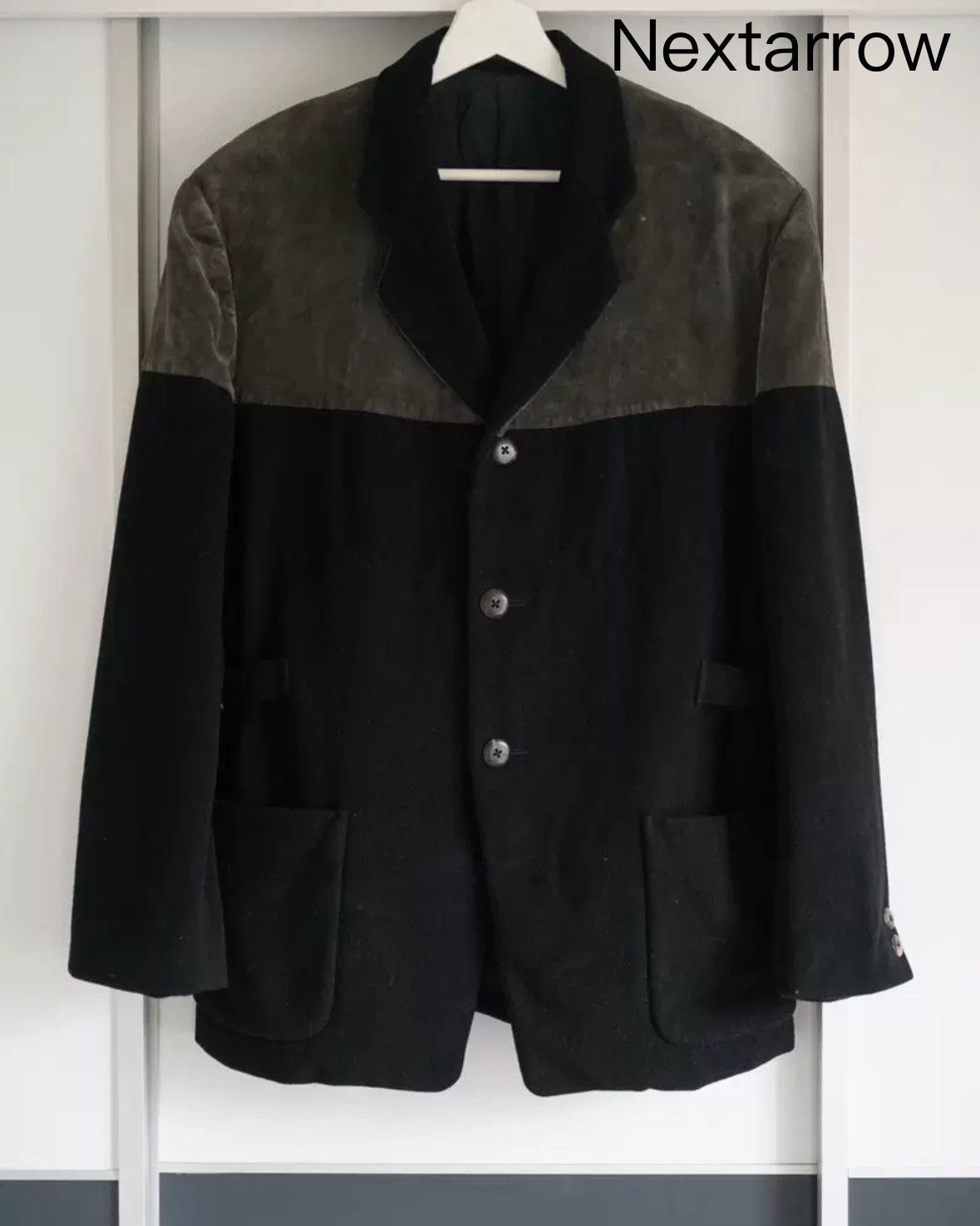 Yohji Yamamoto Yohji Yamamoto 88aw Moss Green Velvet Splicing Suit Size US M / EU 48-50 / 2 - 1 Thumbnail