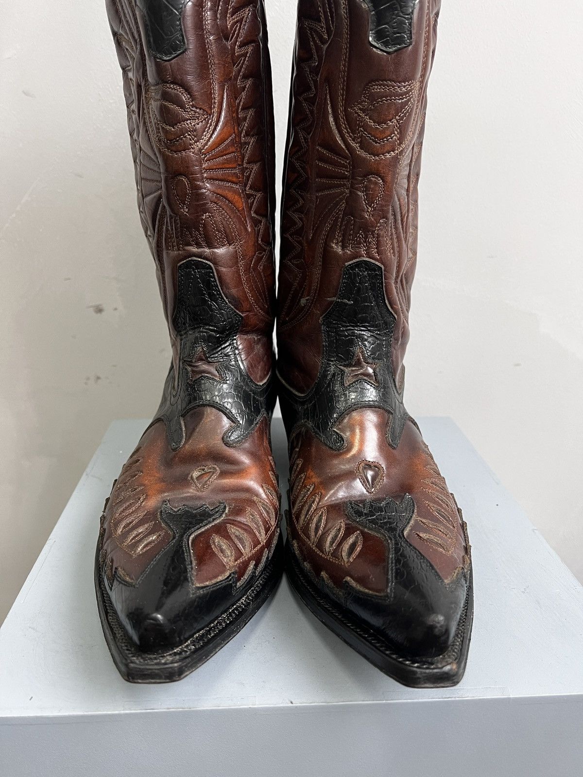 Buffalo London × Vintage × Western Rise VINTAGE WESTERN 90s leather moto cowboy boots y2k Size US 9 / EU 42 - 4 Thumbnail