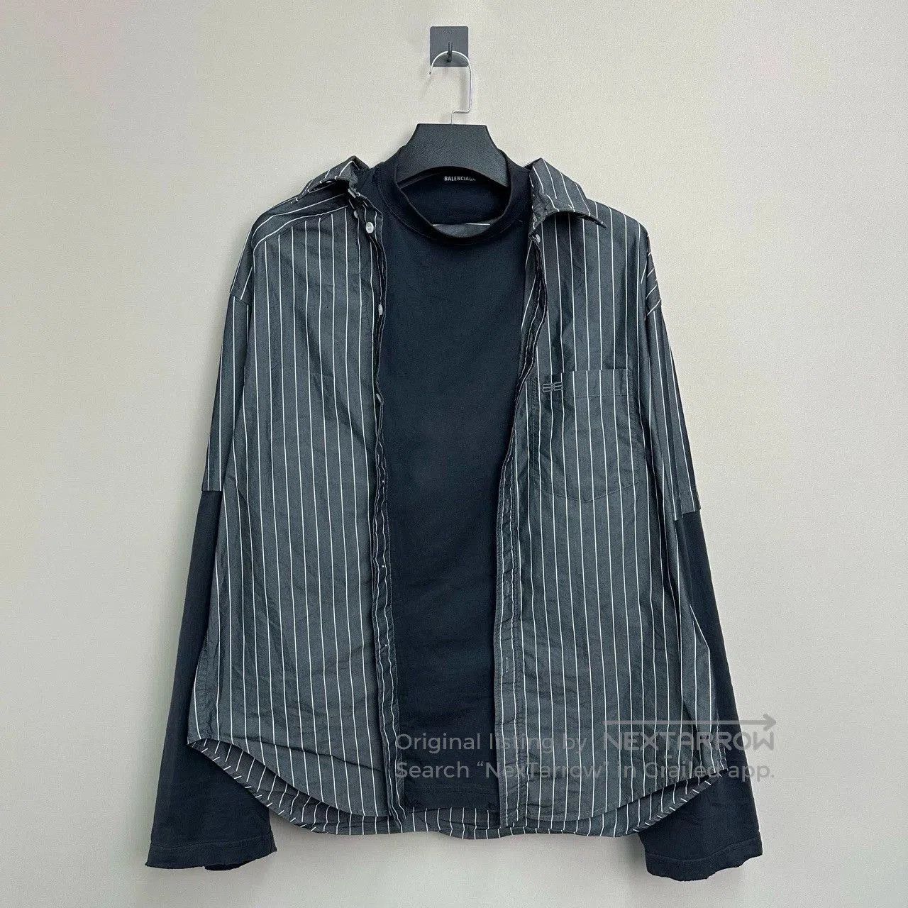 balenciaga icon embroidered layered shirt.