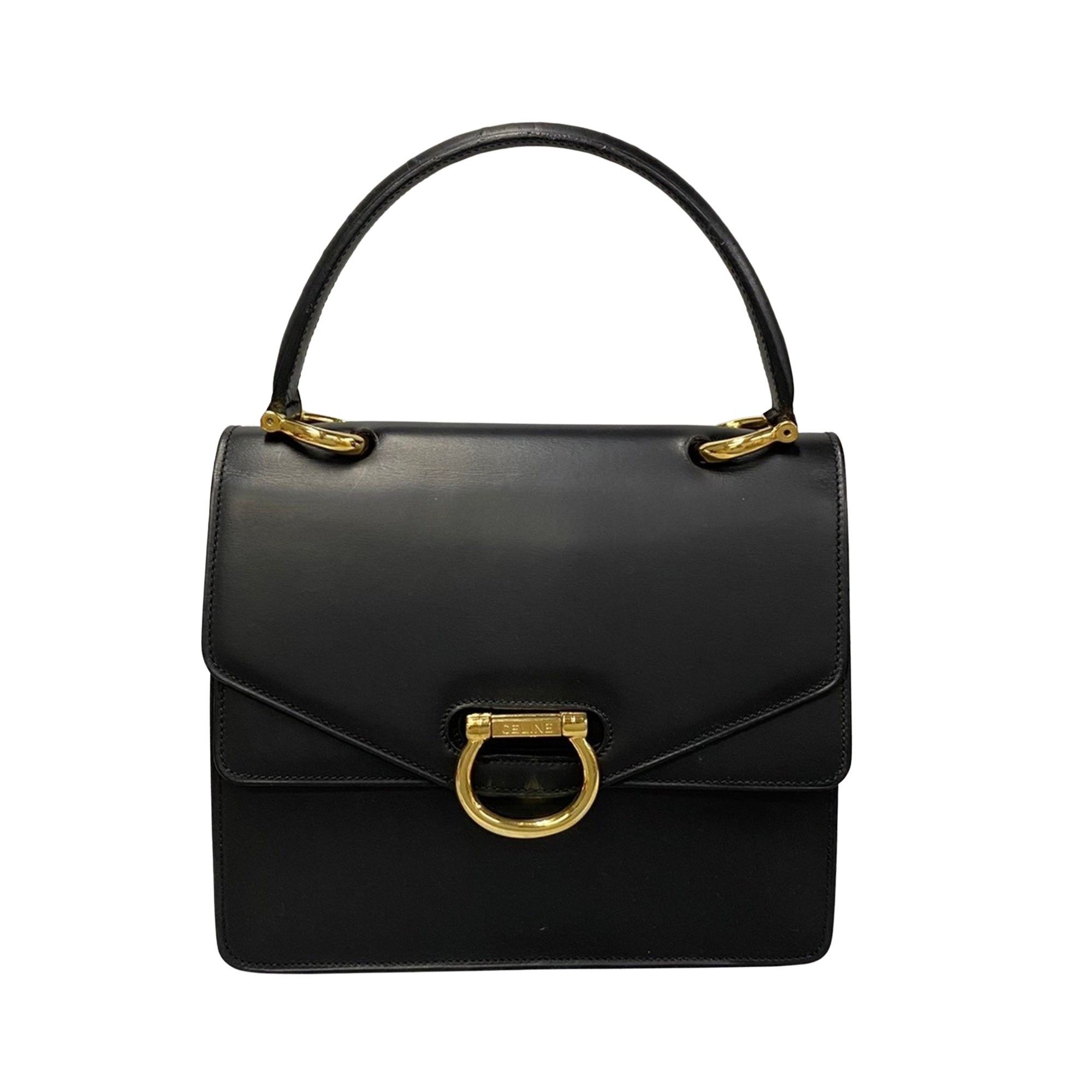 image of Celine Céline Gancini Handbag in Black, Women's