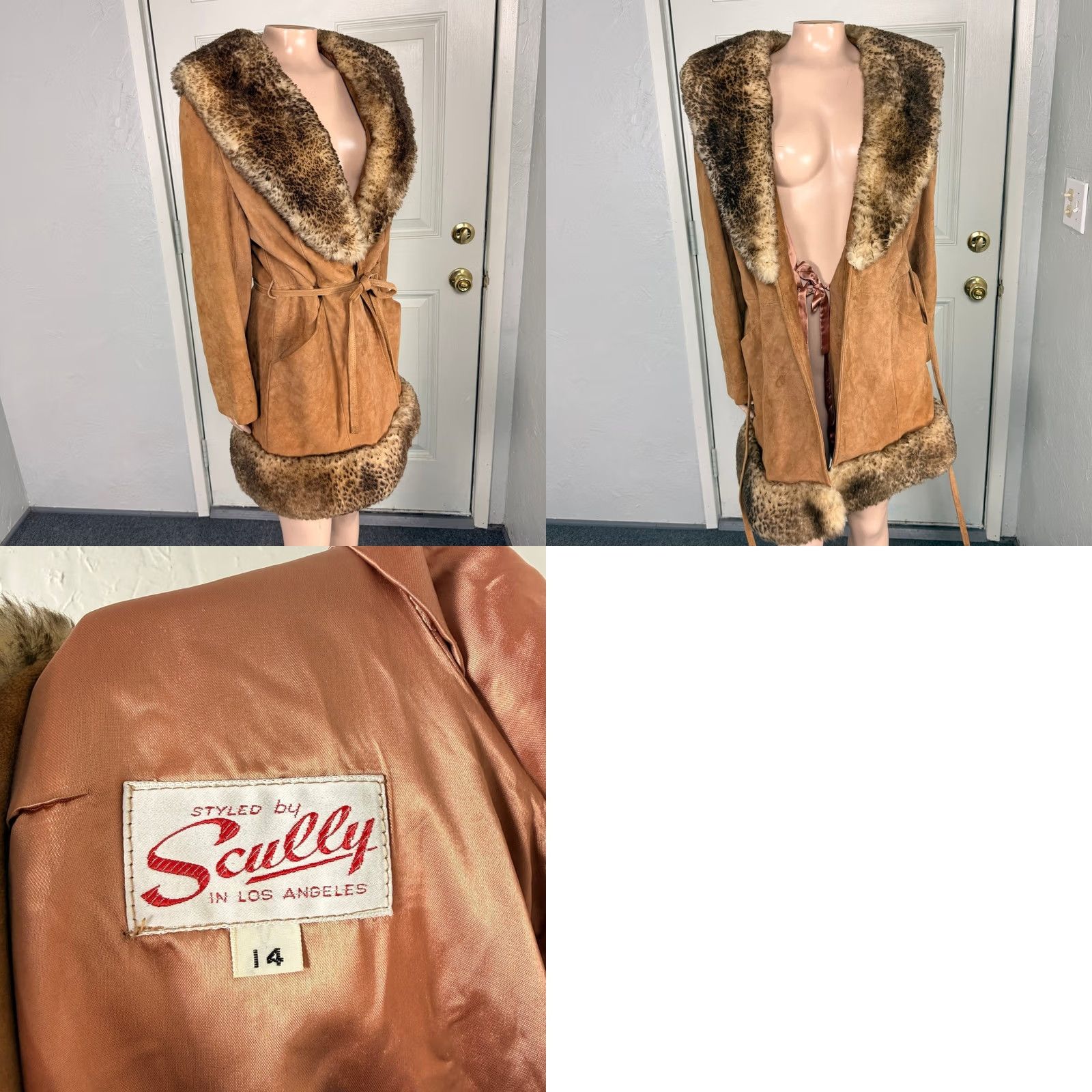Scully VINTAGE Scully Penny Lane Jacket Coat Fur Trim Suede Tie 14 Brown Women Hippe 70s 80s Winter Fall Sh... Size XL / US 12-14 / IT 48-50 - 8 Thumbnail