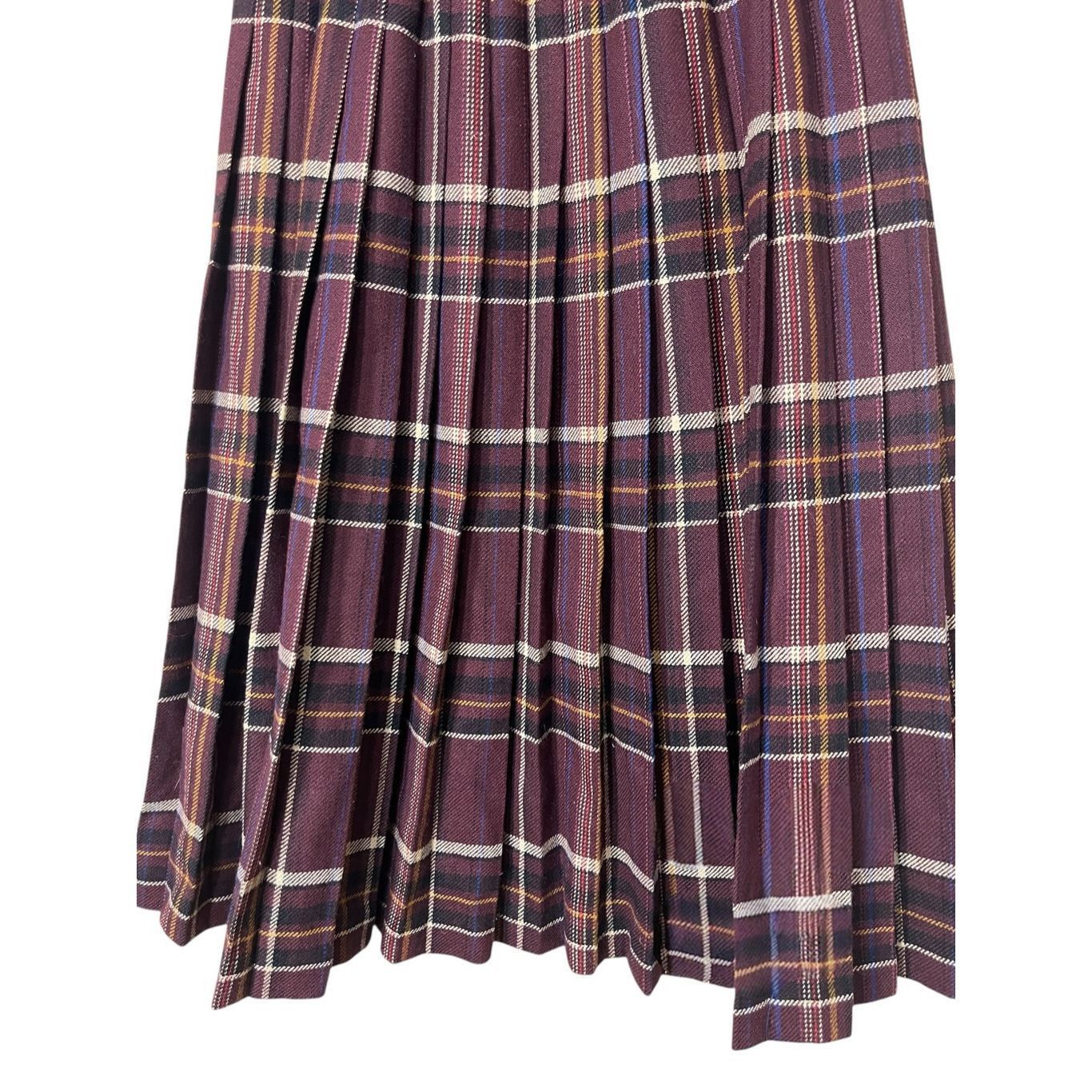 Jaeger Vintage Jaeger Wool Blend Pleated Plaid Tartan Midi Skirt Size 6 Maroon Size 28" / US 6 / IT 42 - 8 Thumbnail