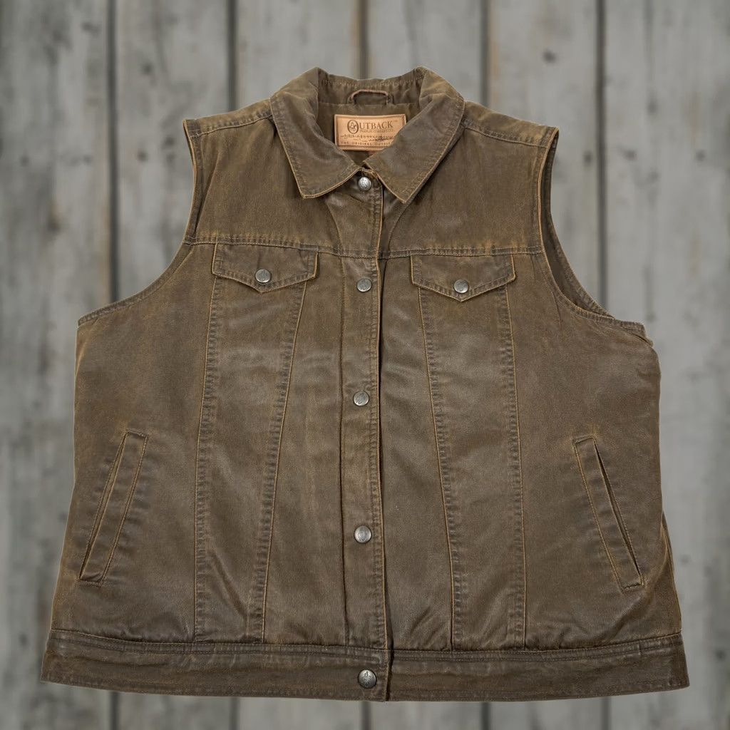 Vintage Outback Trading Vest Women XL Brown Mesa Aztec Sherpa Lined Western Cowgirl Work Shirt Size XL / US 12-14 / IT 48-50 - 1 Thumbnail