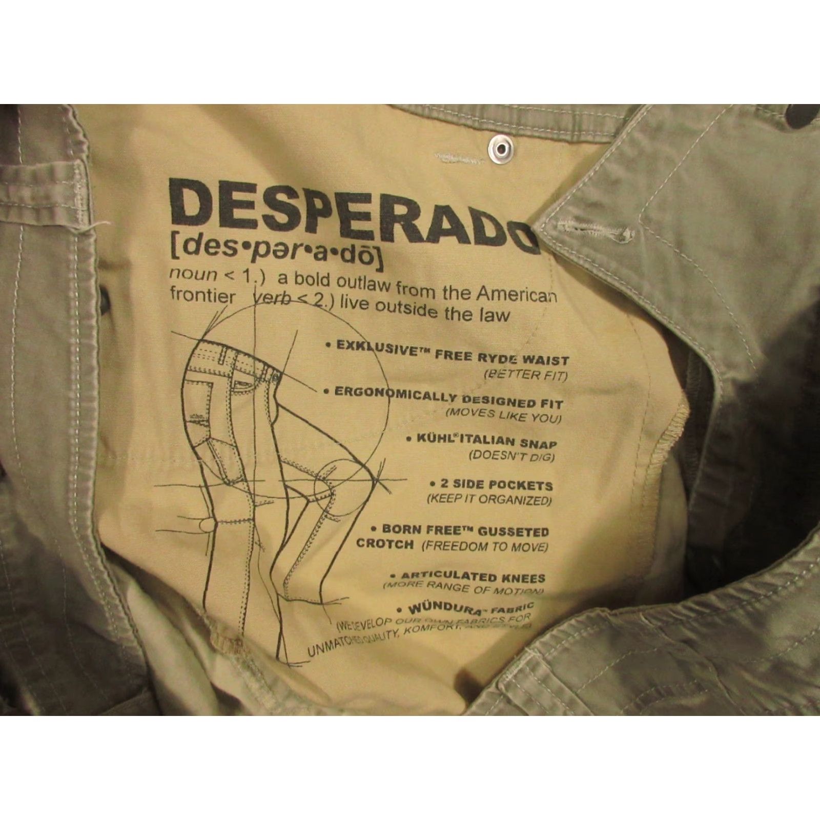 Vintage Kuhl Pants Mens 36x32 Tan Desperado Hiking Performance Stretch Cotton Khakis Regular Straight Leg Pockets Elastic Waist Brown 36 in Inseam Size US 36 / EU 52 - 4 Thumbnail