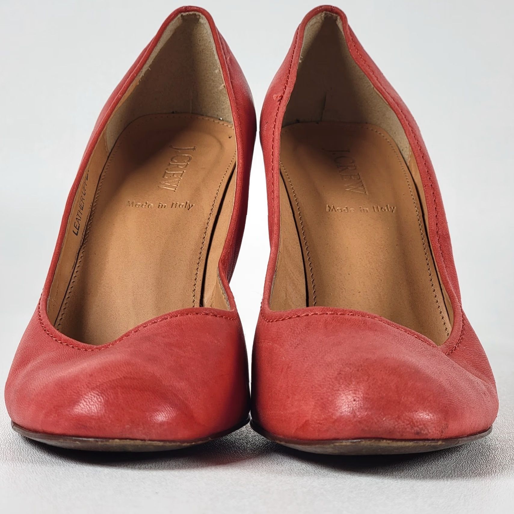 J.Crew J. Crew Pumps Coral Leather Heels Round Toe Slip On 9.5 Women City Modern Classic Colorful Stiletto Heel - Made in Italy Size US 10 / IT 40 - 3 Thumbnail