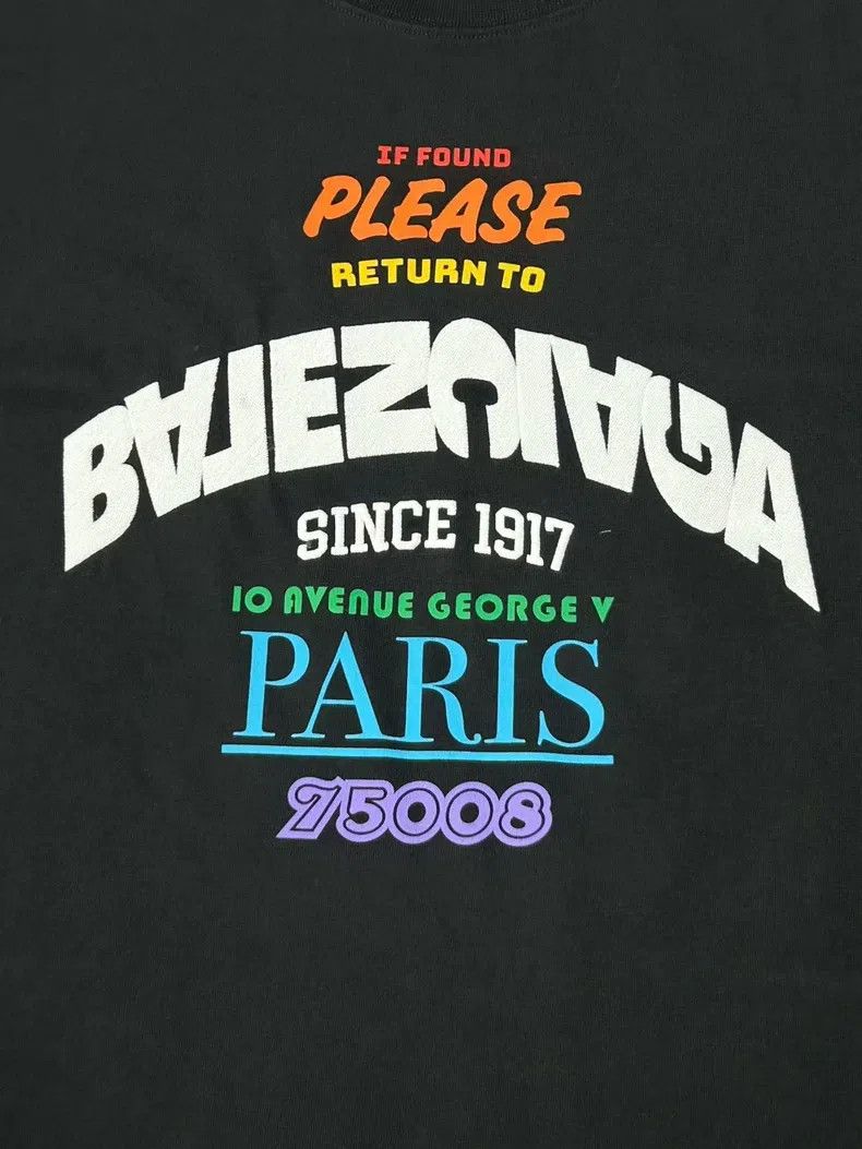 Balenciaga Balenciaga Front Embroidered Rainbow Letter Logo Short Sle Size US L / EU 52-54 / 3 - 3 Thumbnail
