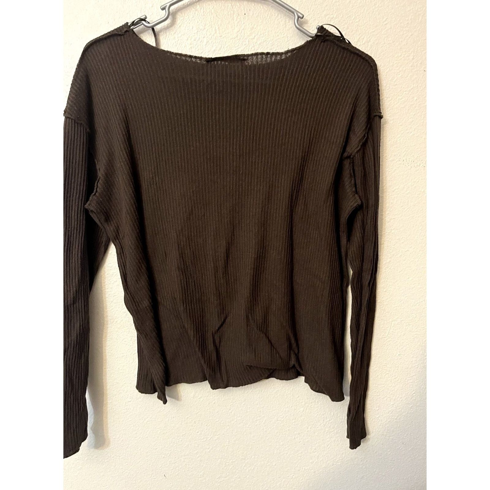 Zara Zara Solid Womens Knit Long Sleeve Brown Small Blouse Size S / US 4 / IT 40 - 2 Thumbnail