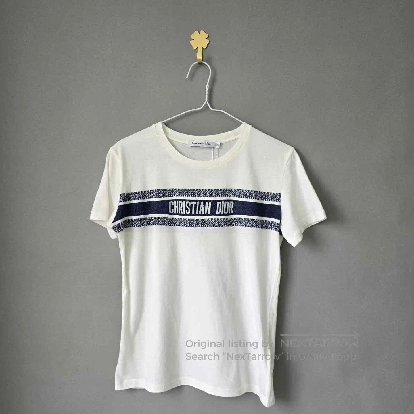 Dior Dior White Stripe Slogan T-Shirt. Size XS / US 0-2 / IT 36-38 - 1 Thumbnail