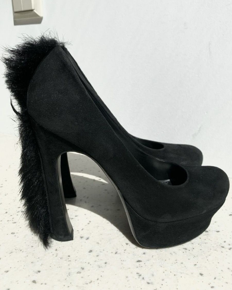 YSL shoes with fur insert