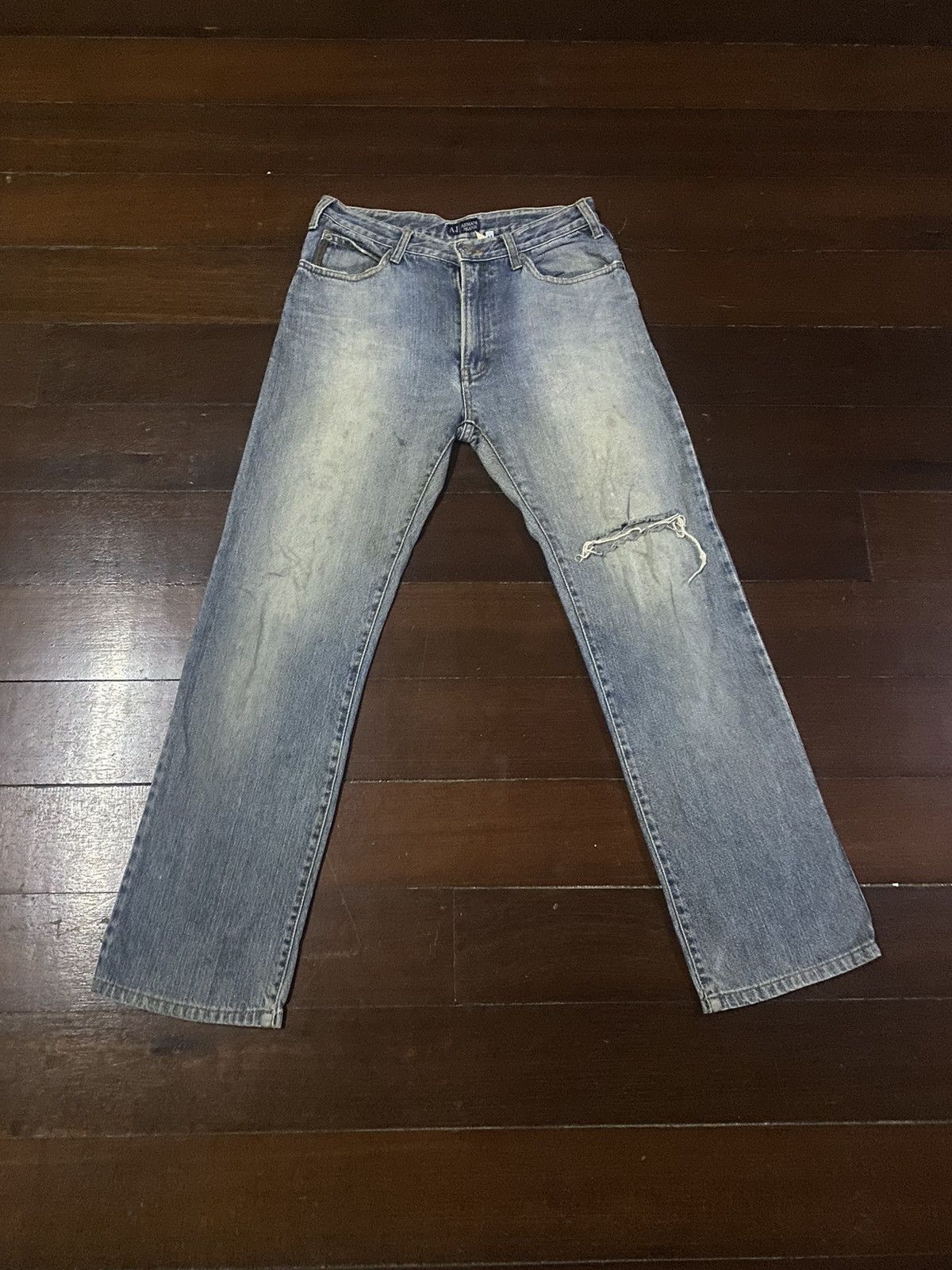 Armani × Giorgio Armani × Vintage Fire vintage ARMANI JEANS distressed mud wash flare Size US 32 / EU 48 - 1 Thumbnail