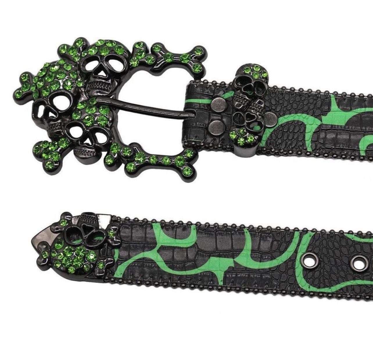 Japanese Brand × Leather Skull Western Design Crystal Studded PU Belt Size ONE SIZE - 5 Thumbnail