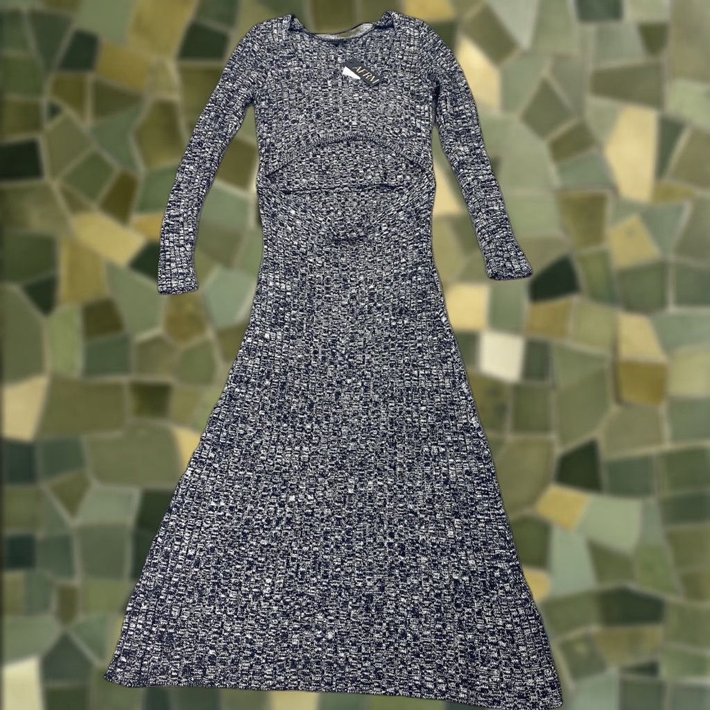 Vintage AFRM Dress Womens Large Black Geometric Cutout Long Sleeve Knit Sweater Maxi Dress Mens Womens Girls Boys Size L / US 10 / IT 46 - 1 Thumbnail