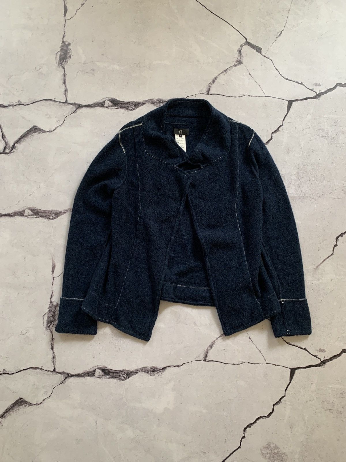 Yohji Yamamoto Rare Y's Yohji Yamamoto Wool Knit Cardigan Navy Blue Size M / US 6-8 / IT 42-44 - 5 Thumbnail