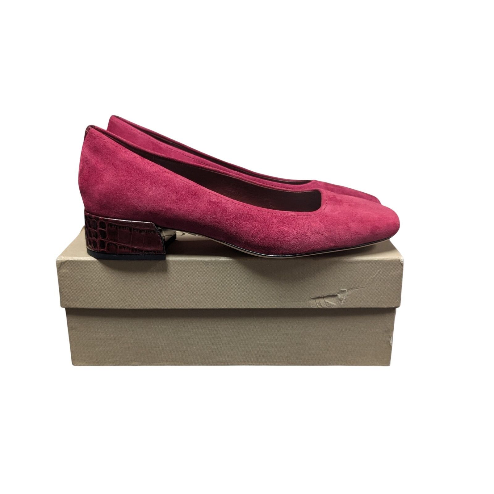 Donald Pliner Donald Pliner Dreww Pump Size 10M Bordeaux Suede Croco Heel Size US 10 / IT 40 - 3 Thumbnail