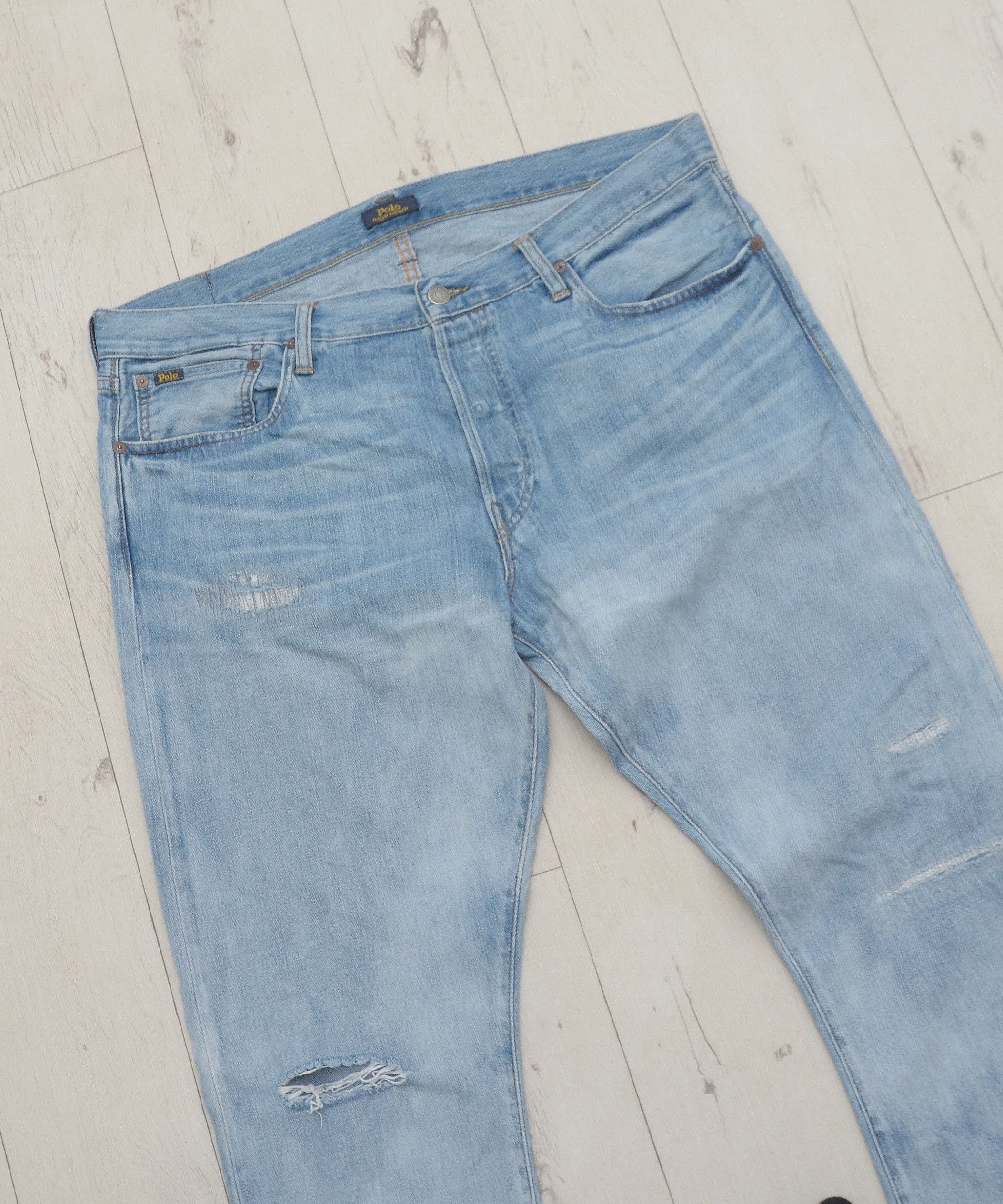 Polo Ralph Lauren × Ralph Lauren Polo Ralph Lauren Slim Distressed Wash Denim Jeans W36 L32 Size US 36 / EU 52 - 4 Thumbnail
