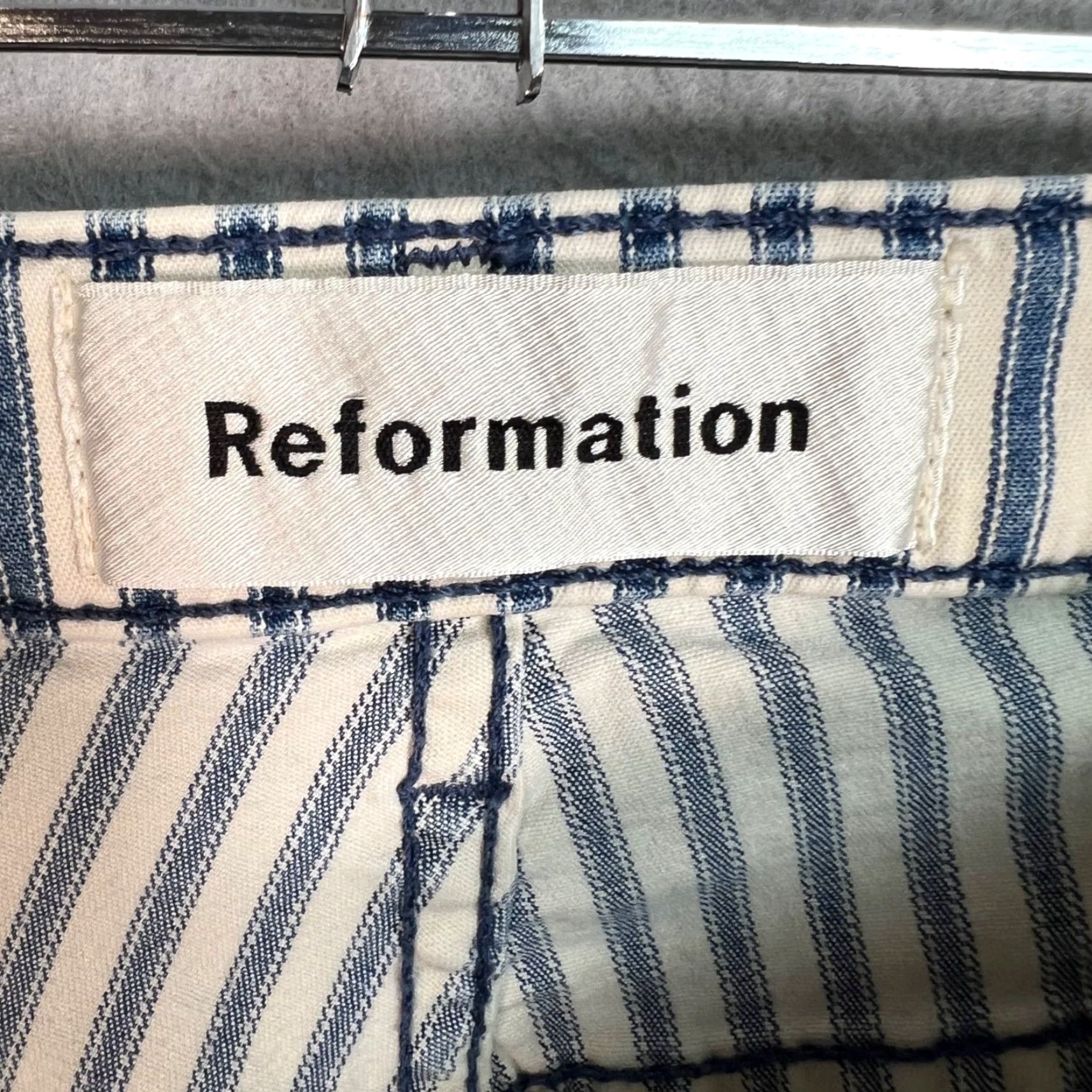 Reformation Reformation Womens High-Waisted Striped Denim Jeans Size 26 Blue Size 26" / US 2 / IT 38 - 3 Thumbnail