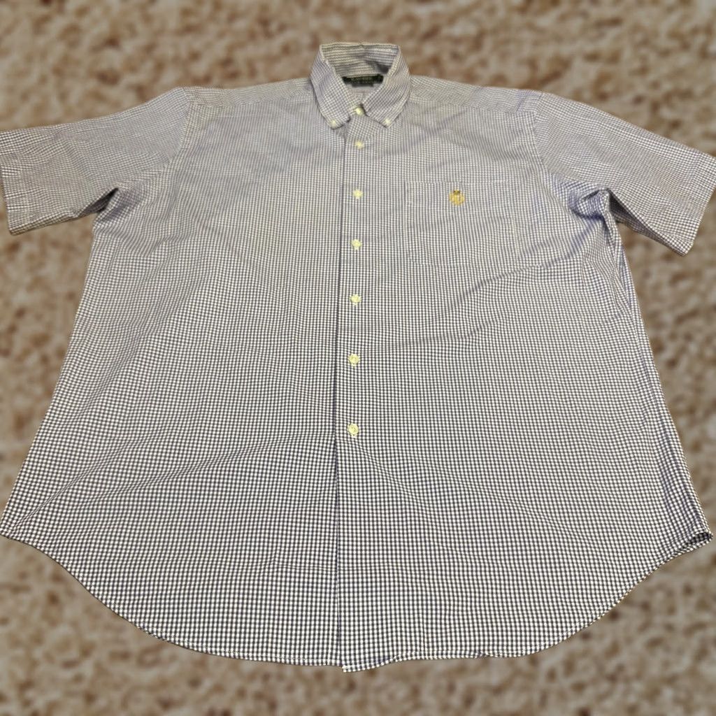 Ralph Lauren Lauren Ralph Lauren Shirt Mens Medium Purple Check Short Sleeve Button Down Size US M / EU 48-50 / 2 - 1 Thumbnail