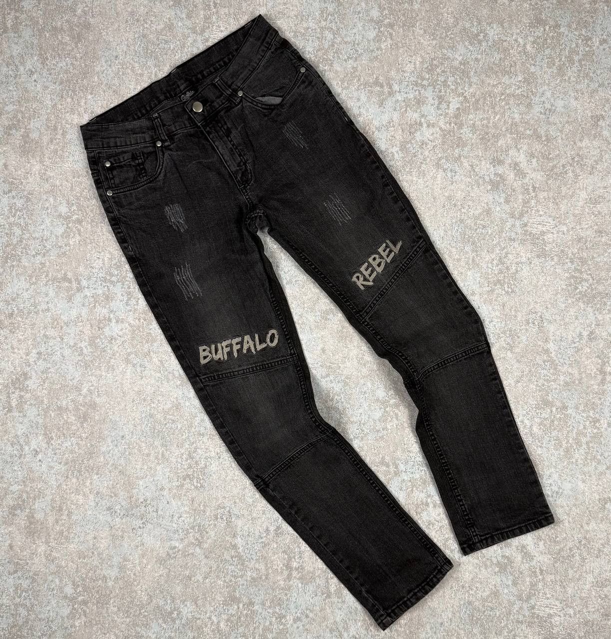 Buffalo London BUFFALO REBEL BLACK SKINNY JEANS KNEE PATCH Size 28" / US 6 / IT 42 - 1 Thumbnail