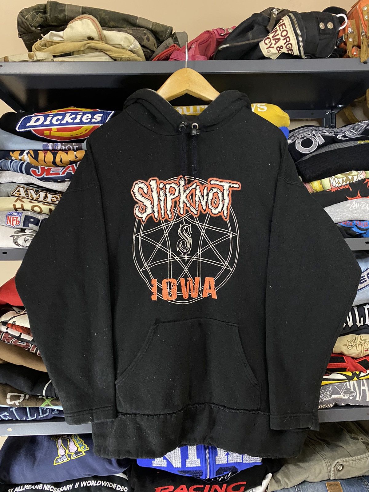 image of 90's Hoodie Slipknot Iowa in Black, Men's (Size Large)