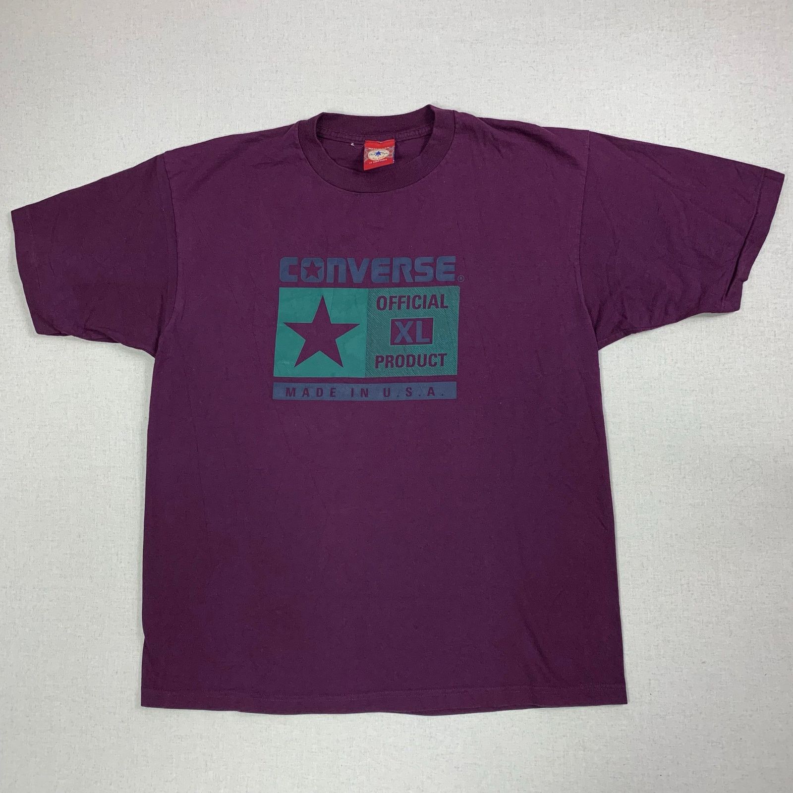 Vintage Convers Shoes Purple T-Shirt Made in USA - XL - 90s