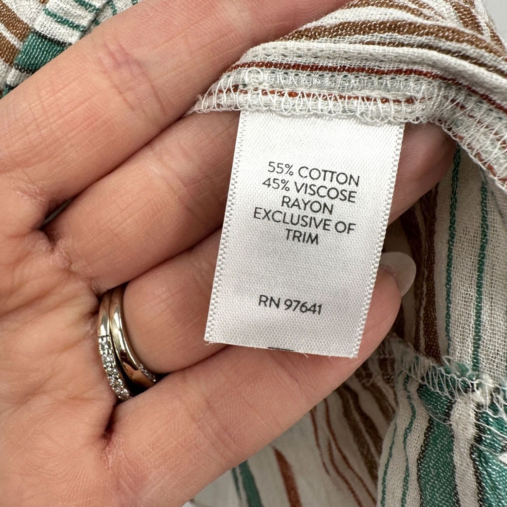 J. Jill J. Jill Tunic Top Sleevless Striped Tiered Petite Cream Multicolor Breezy Relaxed V-Neck Tassel Ruffle Summer Beach Casual Womens Size M / US 6-8 / IT 42-44 - 5 Thumbnail