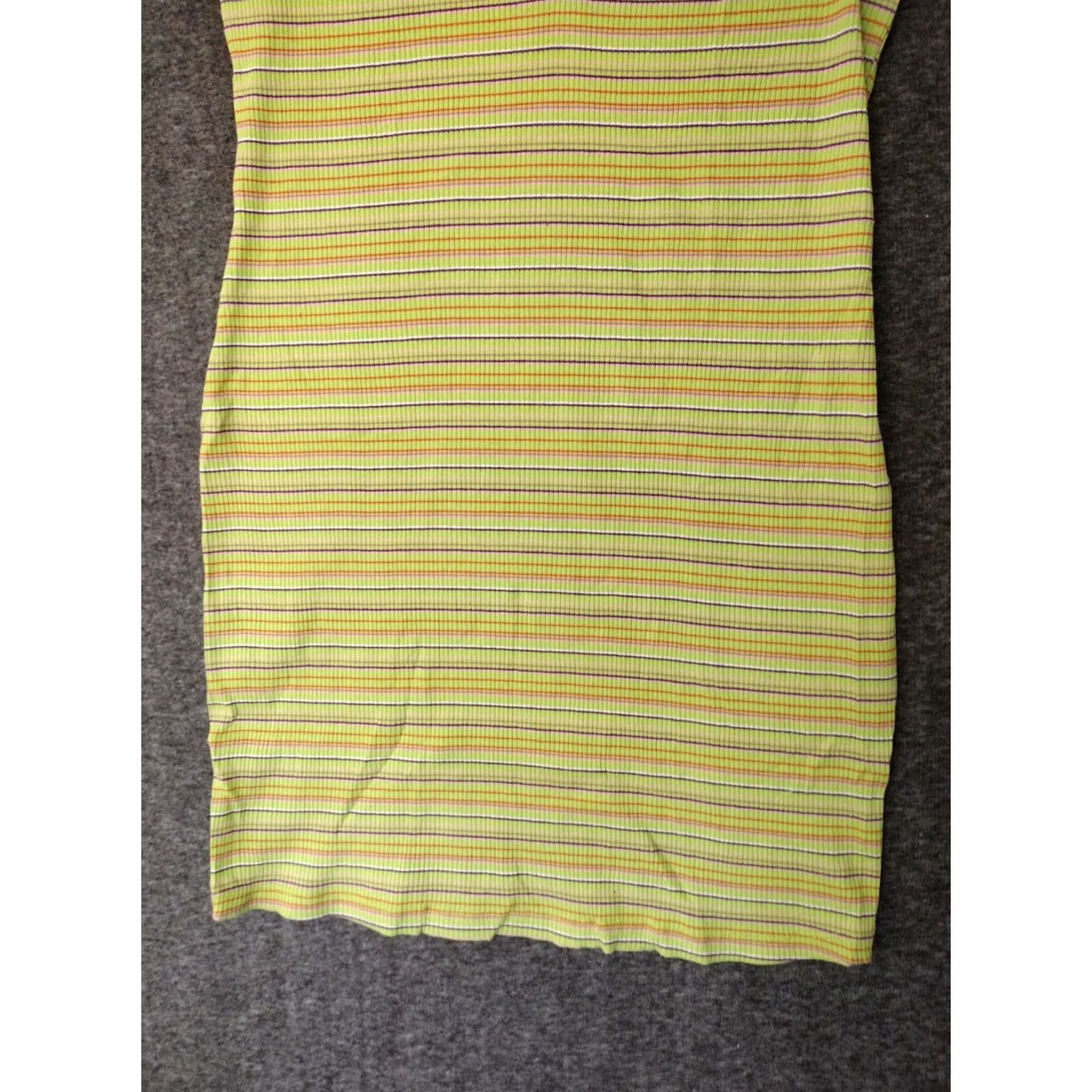 Vintage Wild Fable Polo Dress Shirt Dress Polo Dress Sleeveless 1/4 Zip Casual Knit Cotton Green Striped Womens M XS? (Wait) Size M / US 6-8 / IT 42-44 - 7 Thumbnail