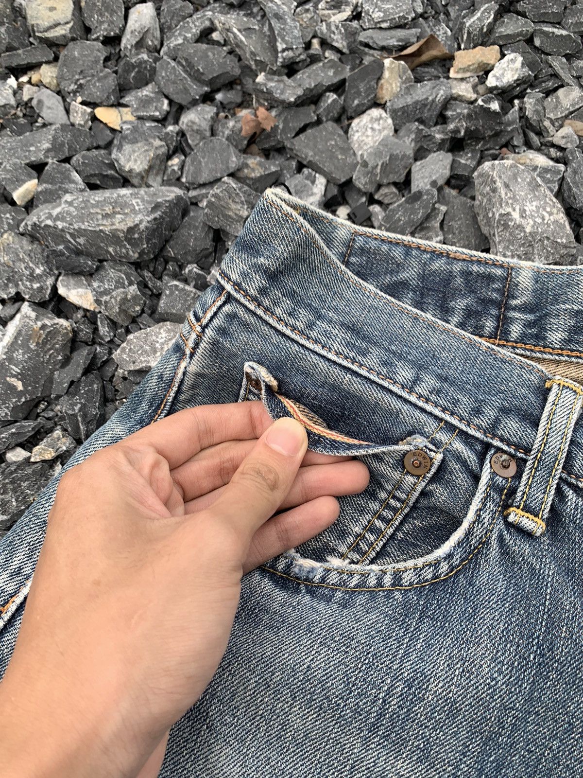 Edwin VINTAGE EDWIN 505 SELVEDGE RUSTY DISTRESSED JAPANESE DENIM Size US 31 - 18 Thumbnail