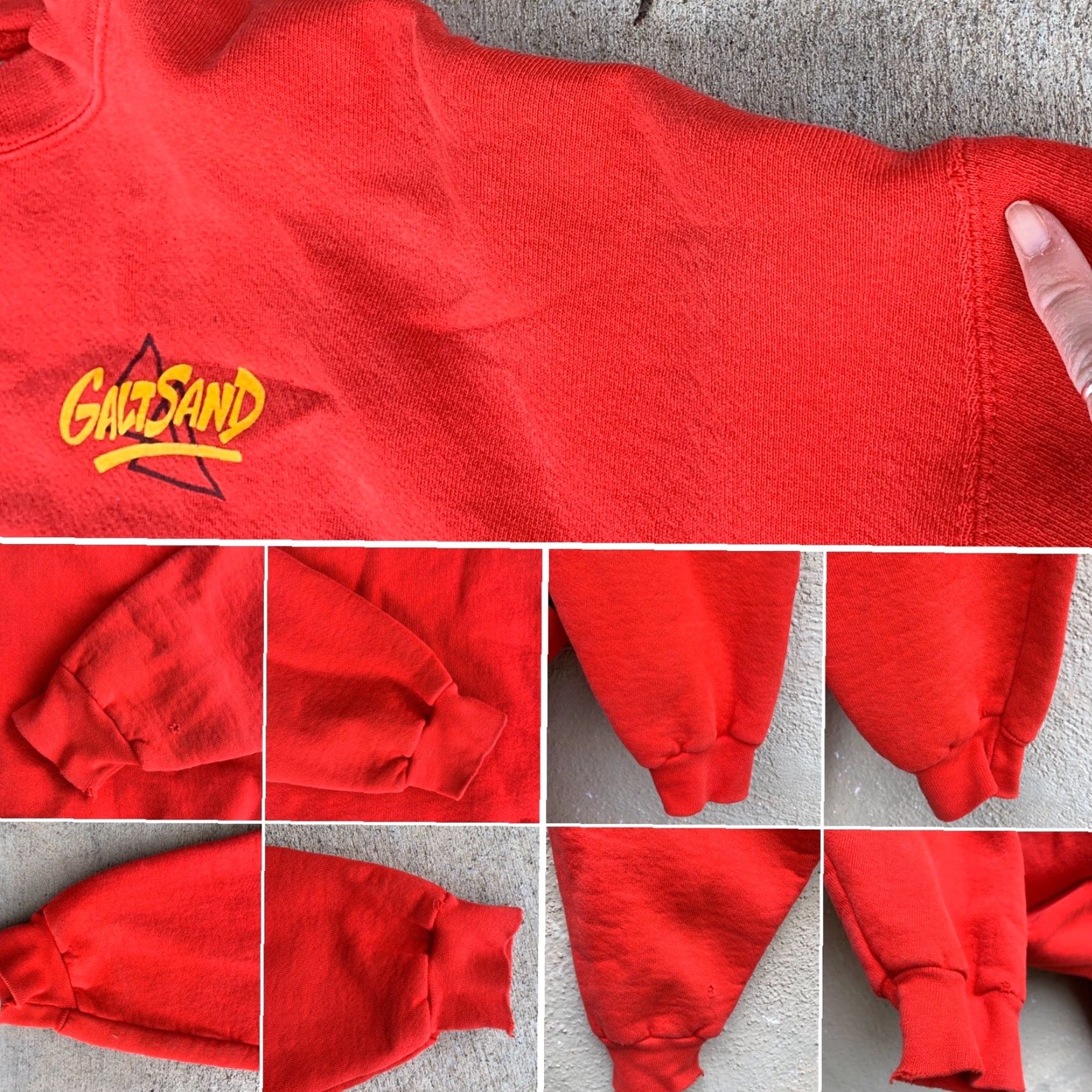 Spell VINTAGE GALT SAND Sweatshirt Front And Back Graphics Big Logo Spell Out XL Red 1980s Sportswear/Beach Mens/Unisex? Size US XL / EU 56 / 4 - 6 Thumbnail