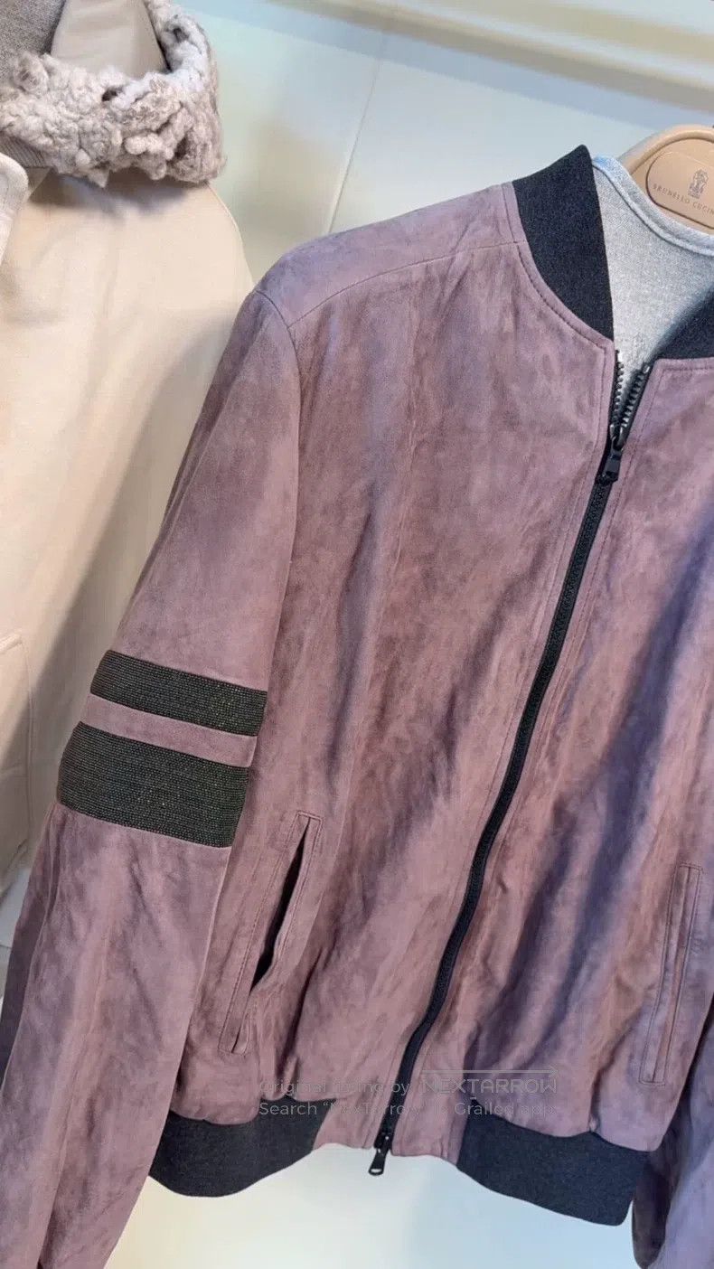 Brunello Cucinelli Brunello Cucinelli Suede Baseball Jacket Leather Coat Size XS / US 0-2 / IT 36-38 - 1 Thumbnail