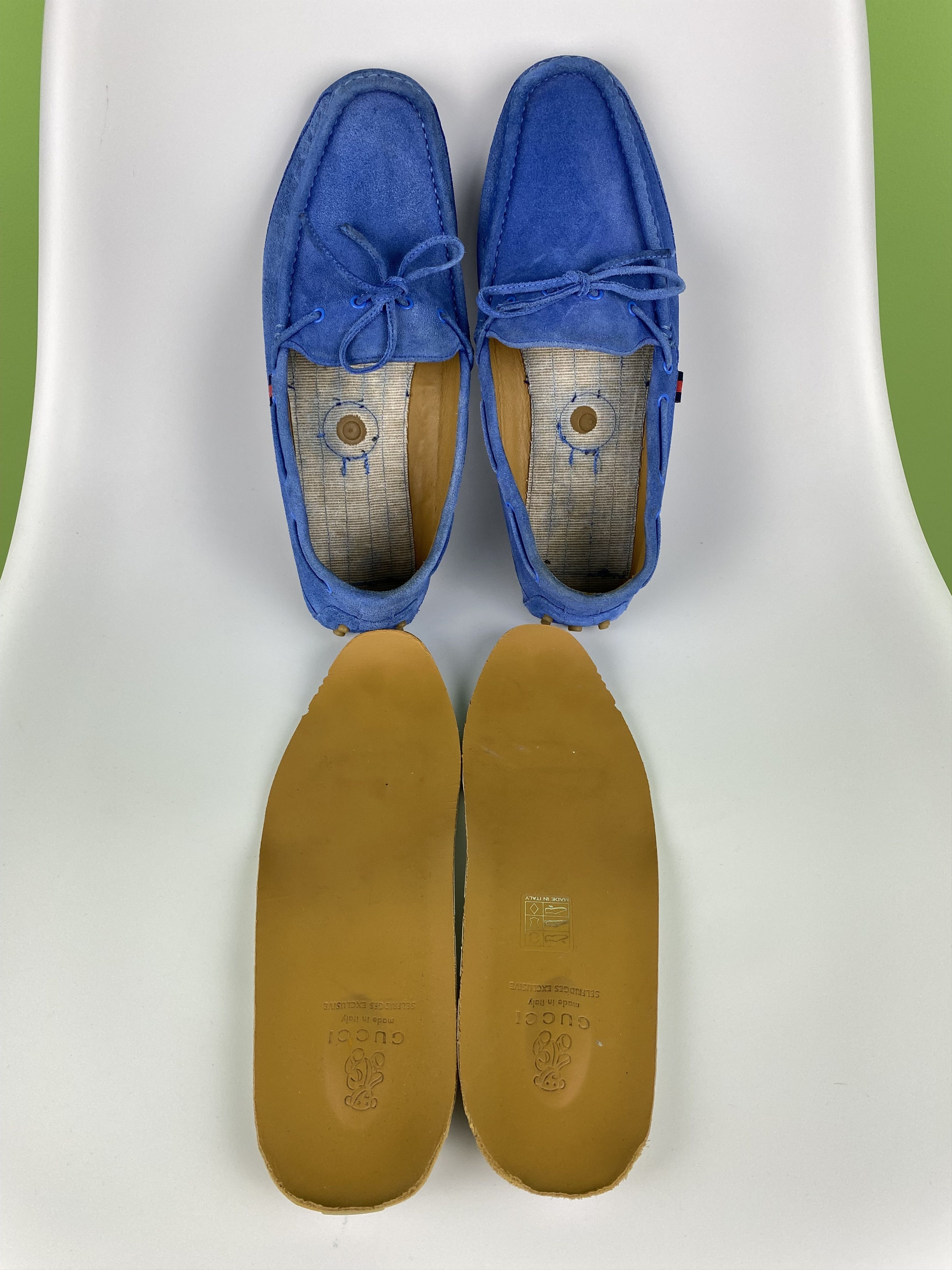 Gucci GUCCI Blue Suede Bow Kid's Loafers Made in Italy size women Size US 8 / IT 38 - 15 Thumbnail