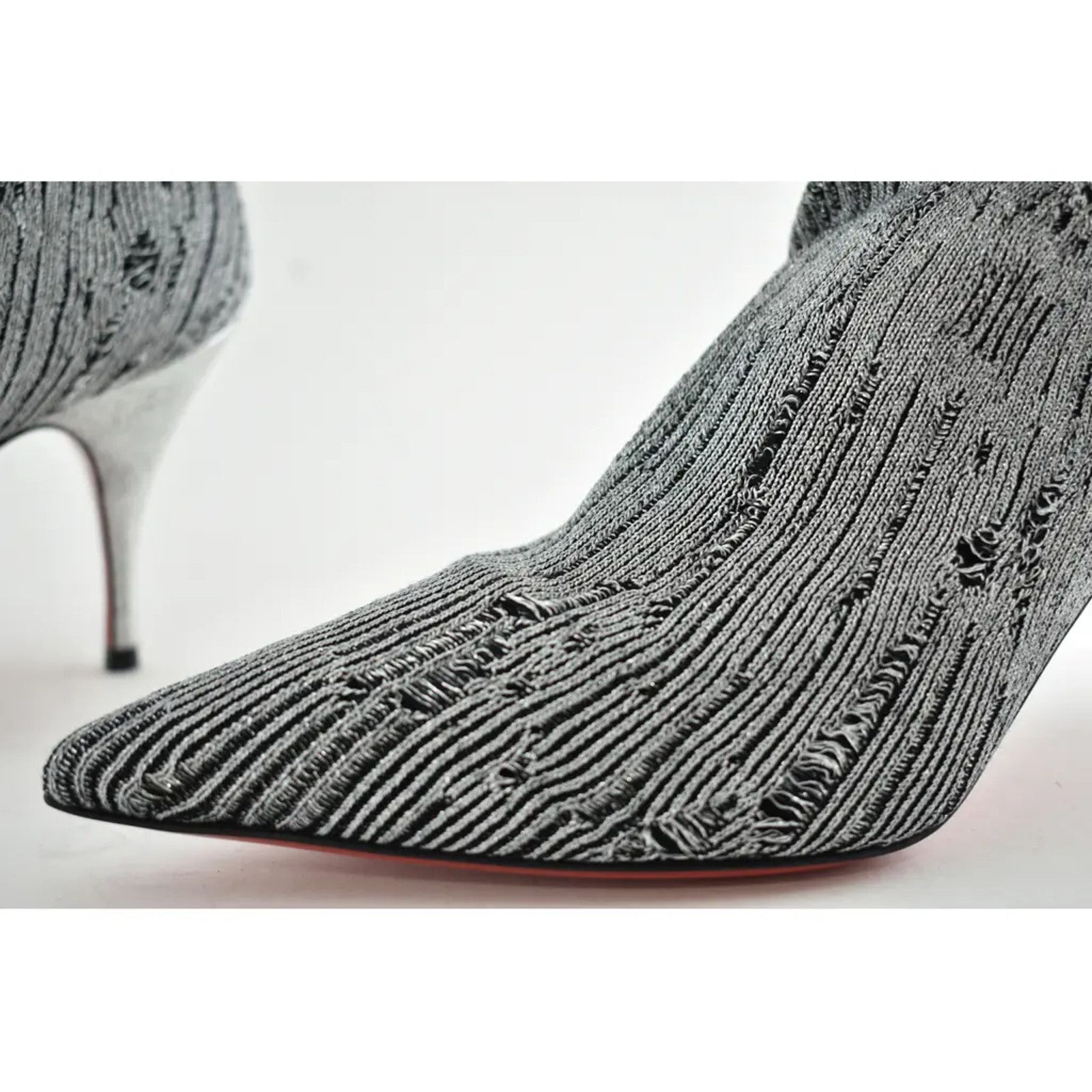 Christian Louboutin Christian Louboutin Sandrine 80 Silver Stretch Sock Kitten Size US 6 / IT 36 - 6 Thumbnail
