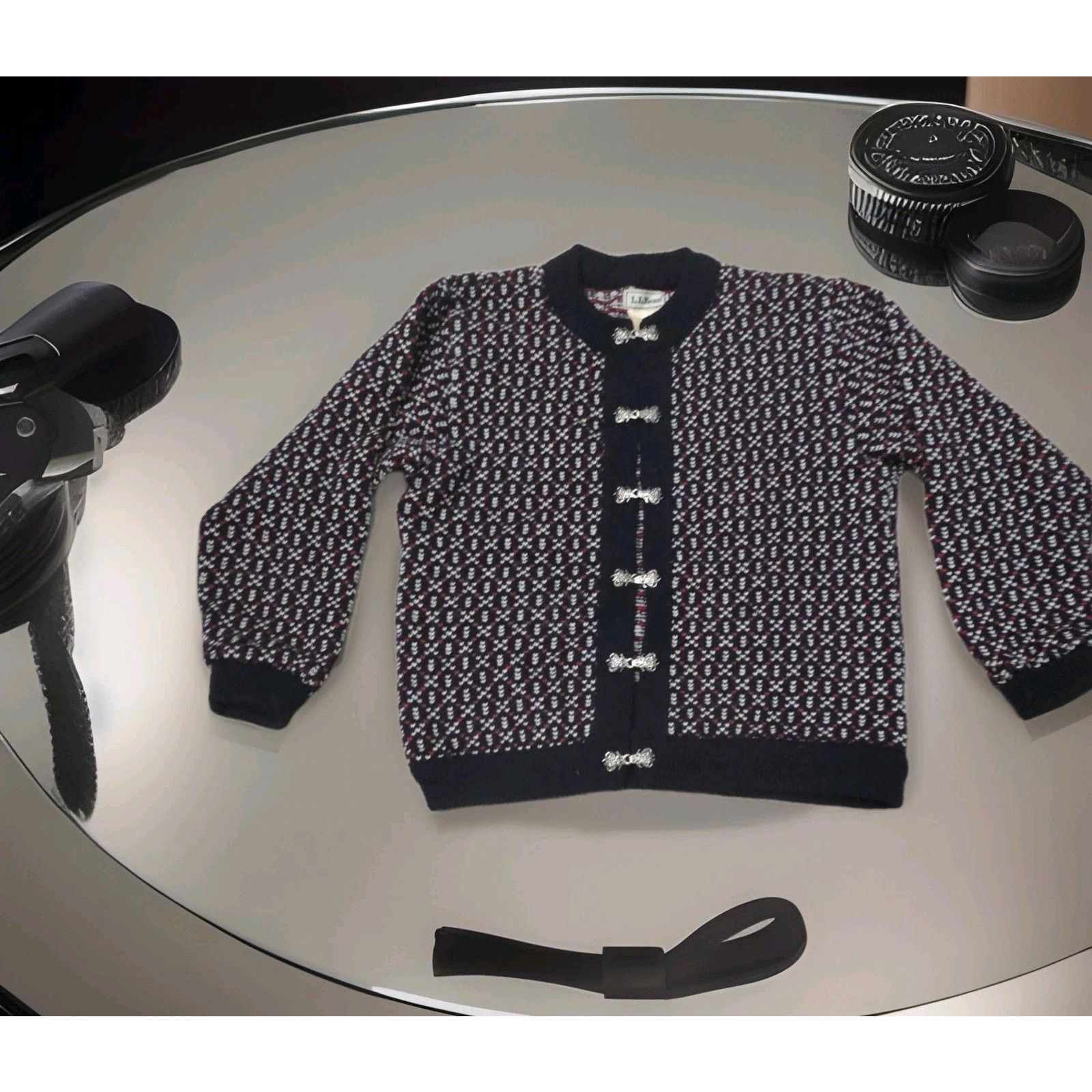 L.L. Bean Vintage LL Bean Cardigan Wool Birdseye Knit Ragg Metal Clasp Size S / US 4 / IT 40 - 1 Thumbnail