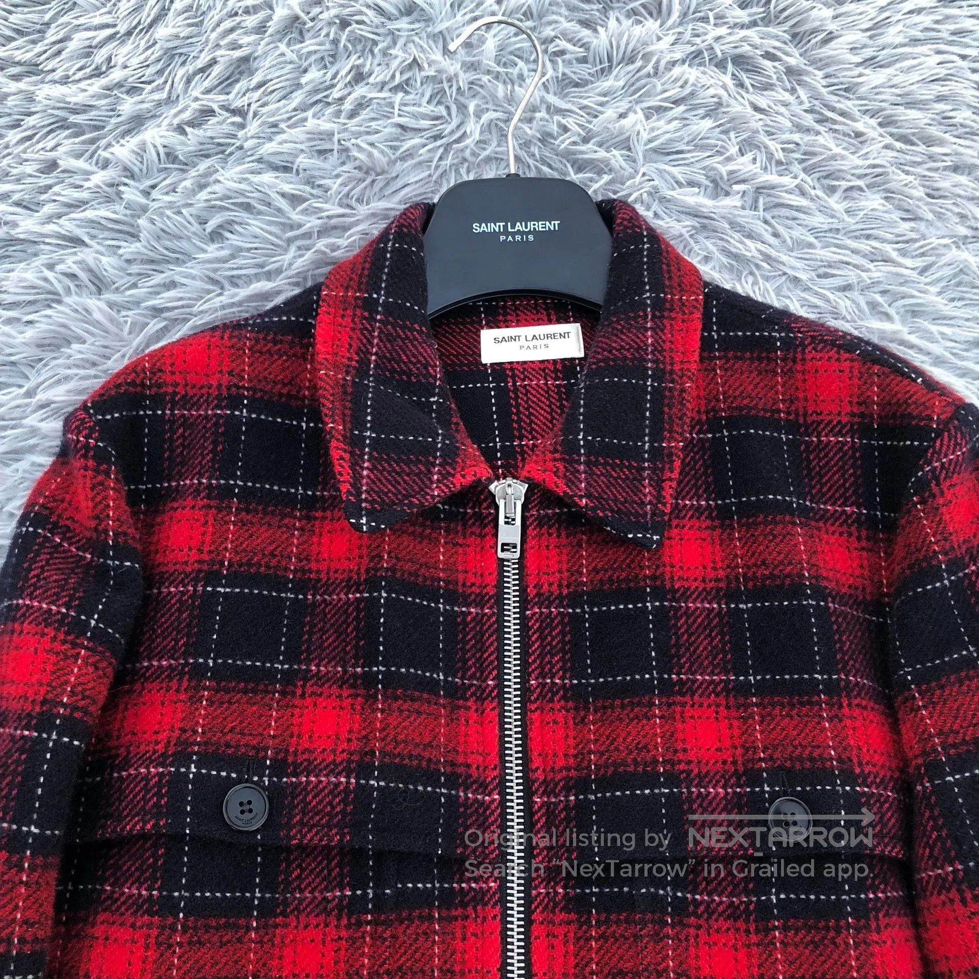 Saint Laurent Paris Saint Laurent 13FW Red Plaid Zip Jacket. Size US L / EU 52-54 / 3 - 2 Thumbnail