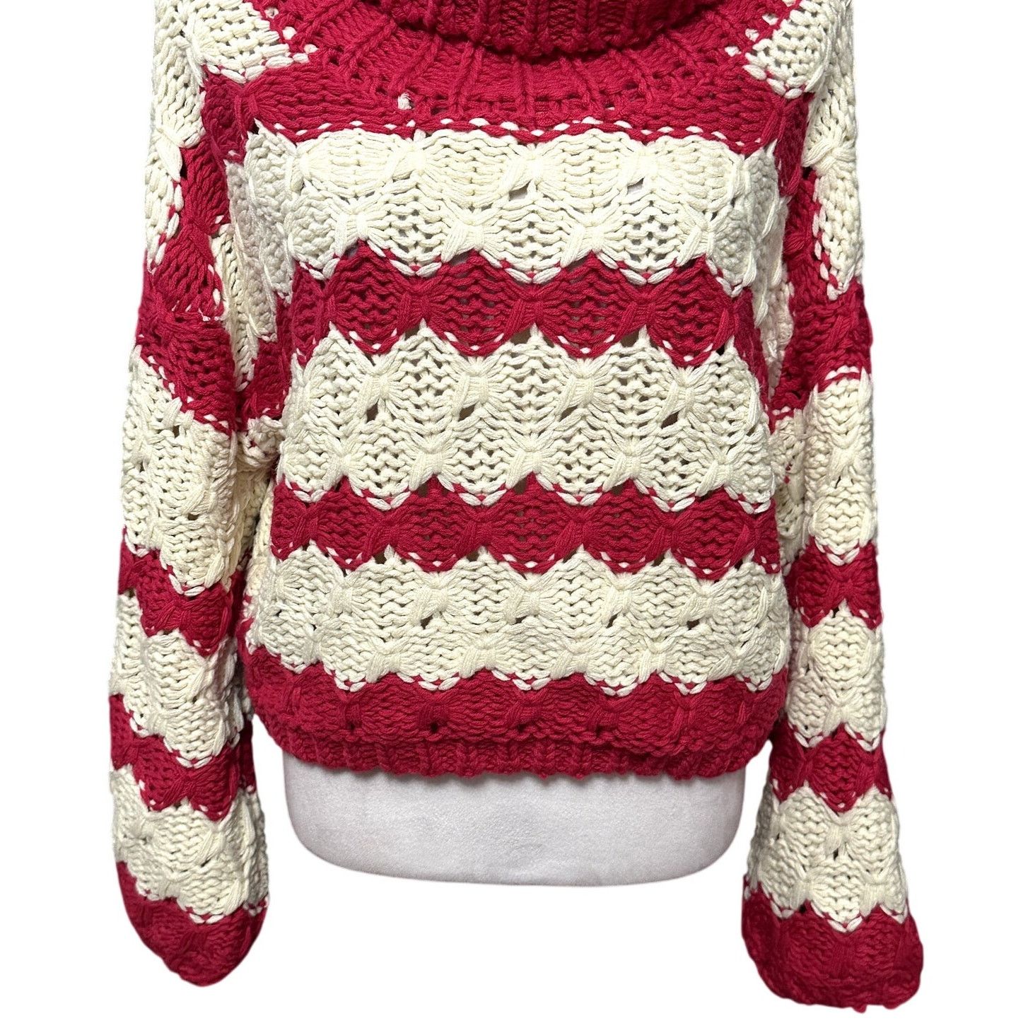 Other Gary Collective Preppy Striped Turtleneck Pink Cream Knit L Size L / US 10 / IT 46 - 4 Thumbnail