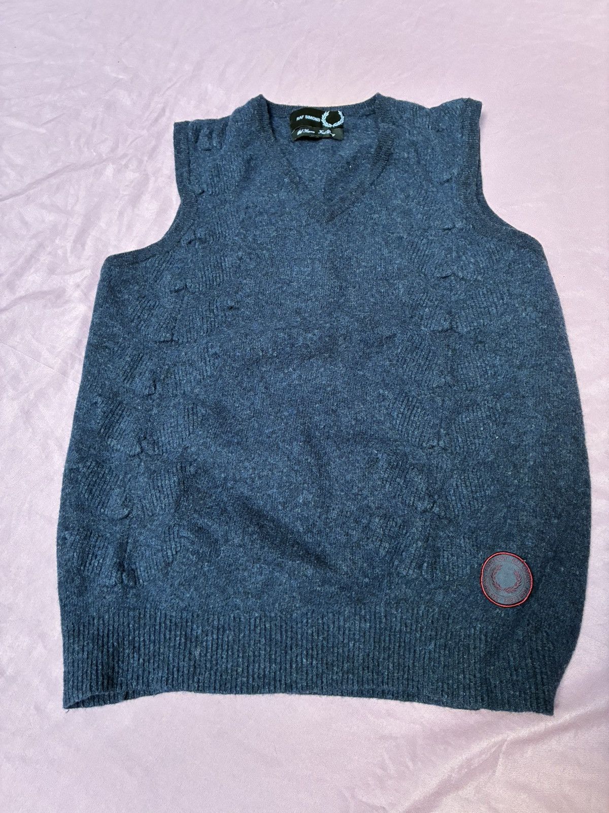 Fred Perry × Raf Simons RAF SIMONS x FRED PERRY navy blue knit wool gilet Size US M / EU 48-50 / 2 - 4 Thumbnail