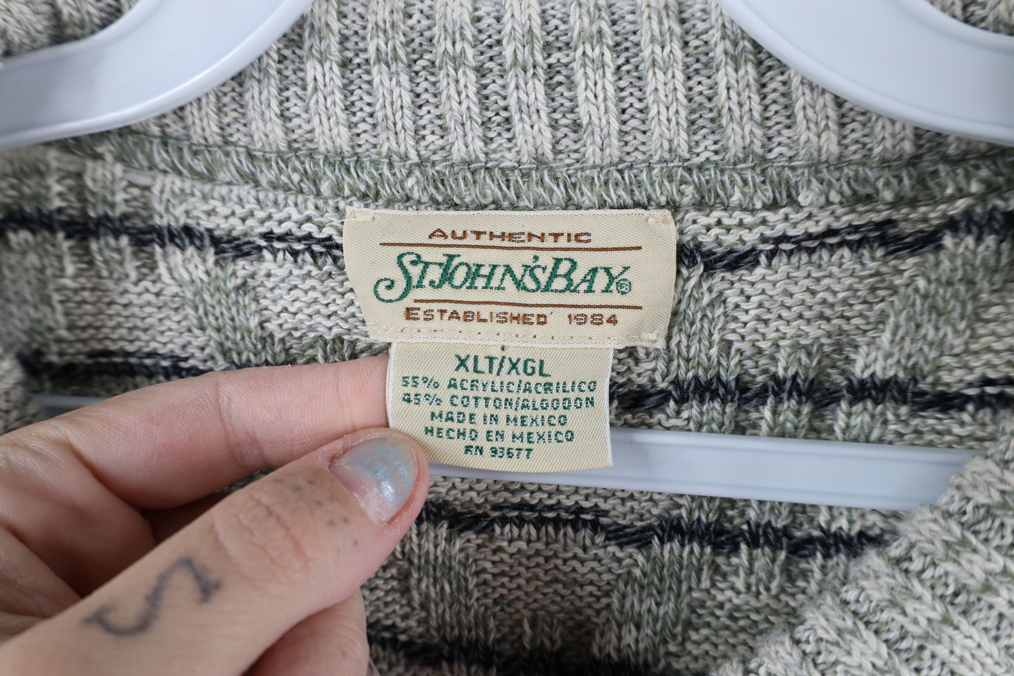 Vintage Vintage 90s Streetwear Cross Weave Knit Crewneck Dad Sweater Size US XL / EU 56 / 4 - 5 Thumbnail