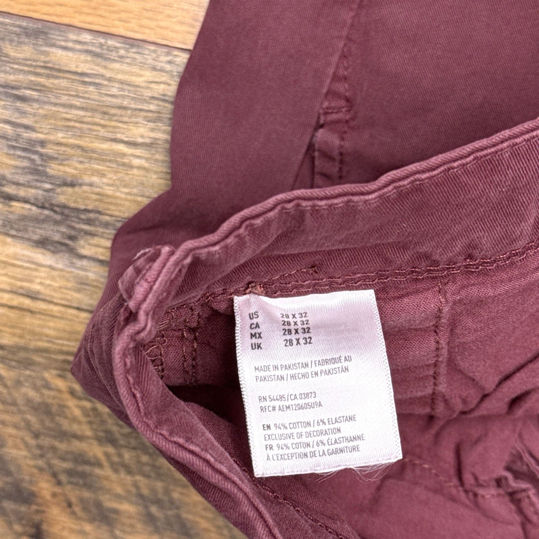 American Eagle Outfitters American Eagle 360 Extreme Flex Slim Pants Mens 28x30 Burgundy Stretch Size US 28 / EU 44 - 6 Thumbnail