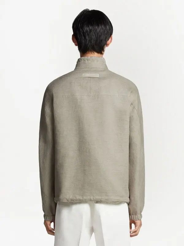 Ermenegildo Zegna o1s1rm0725 RUBT52A5 Pure Linen Blouson Jacket in Grey Size US M / EU 48-50 / 2 - 4 Thumbnail