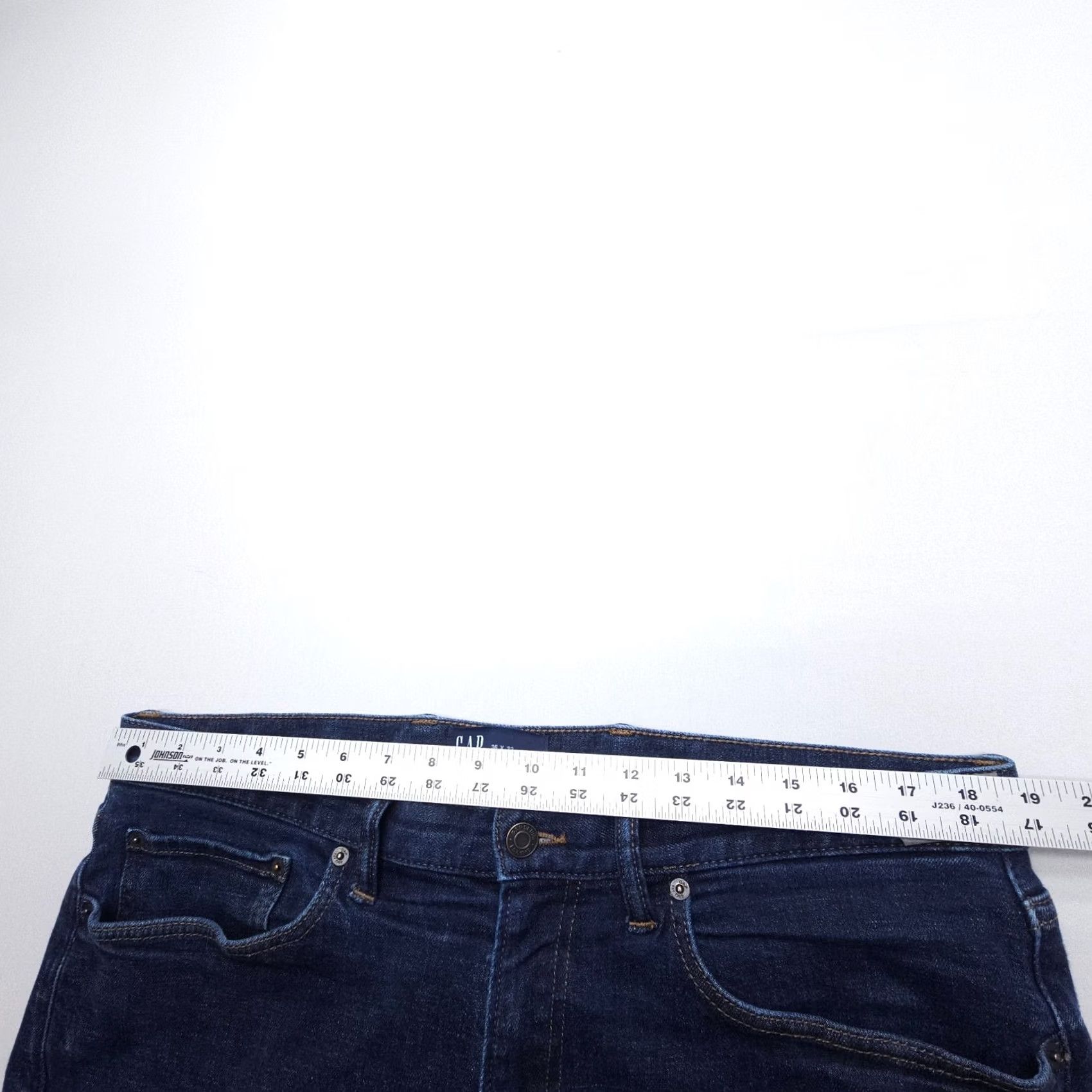 Gap Gap Jeans Mens Slim Straight 36 x 30 Inseam Dark Wash Denim Cotton Blend 5-Pocket Image Logo Button Blue USA 1969 Size US 36 / EU 52 - 7 Thumbnail