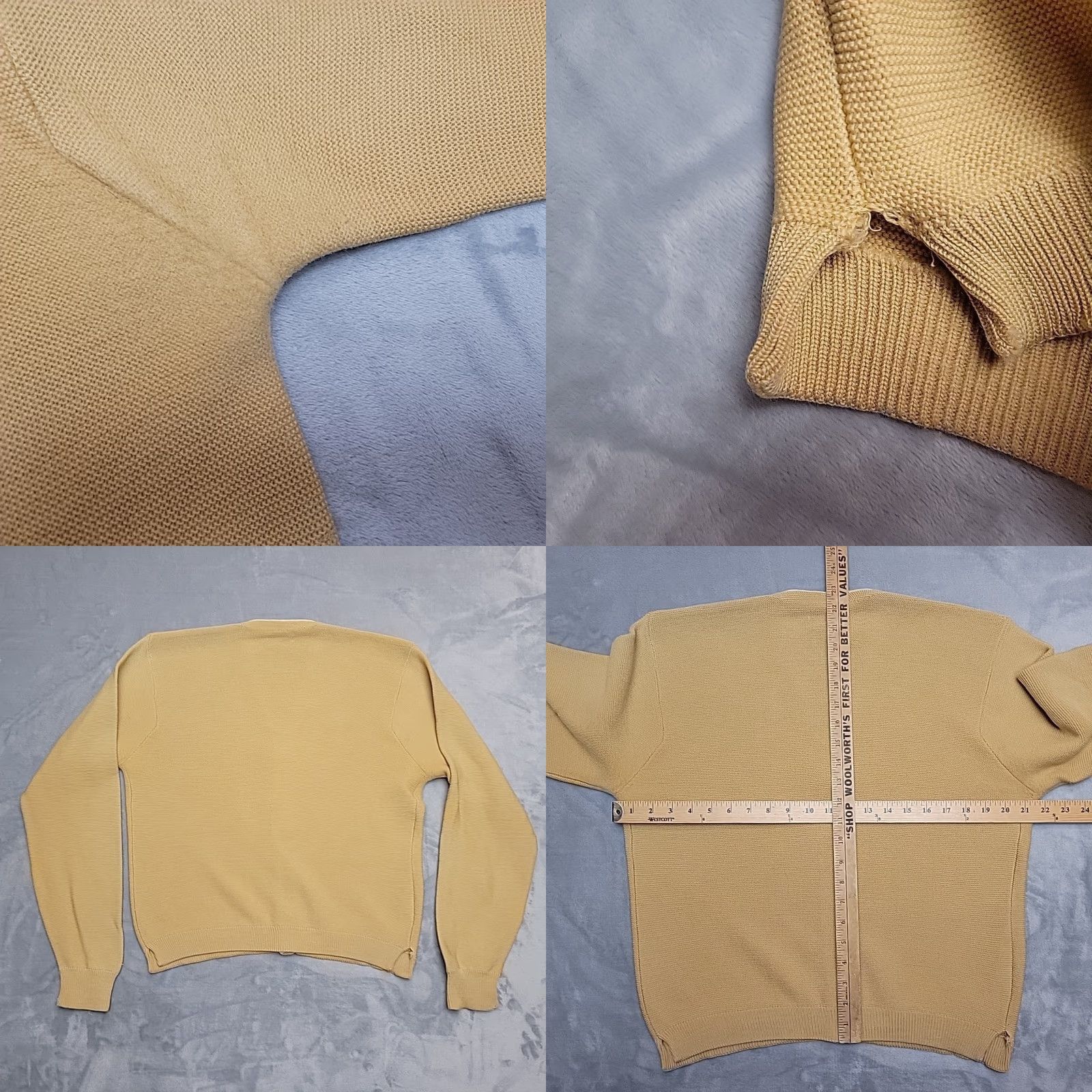 Vintage VINTAGE Lord Jeff 19th Hole Cardigan Mens L Tan 100% Australian Wool Golf VTG USA Cardigan Mens L Yellow Pockets Solid Wool 80s 70s Size US L / EU 52-54 / 3 - 8 Thumbnail