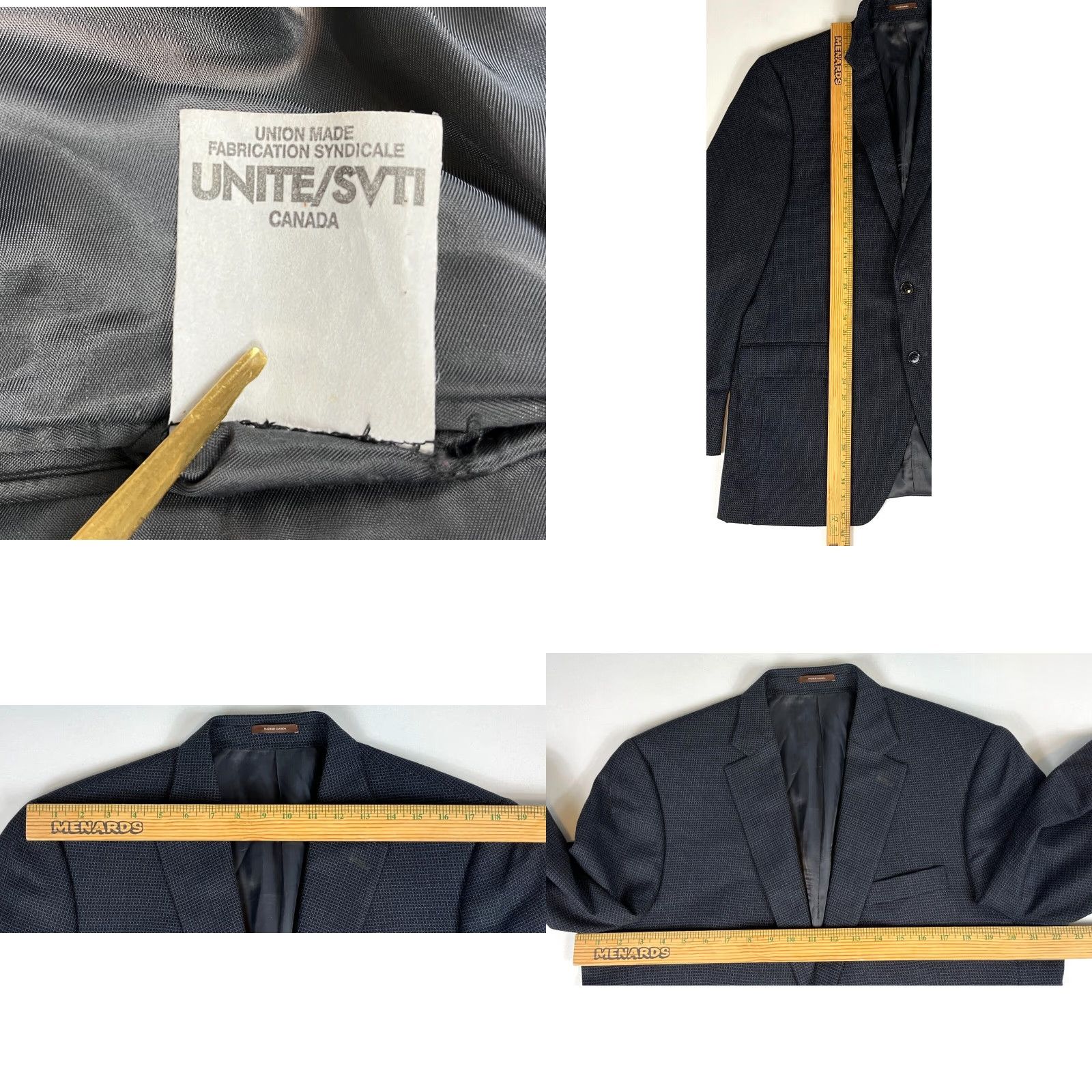 Peter Millar Peter Millar Blazer 42 Charcoal Wool Single-Breasted Two-Button Mens Jacket Coat Sports Coat Check Vintage/Designer Jacket Size 42R - 9 Thumbnail