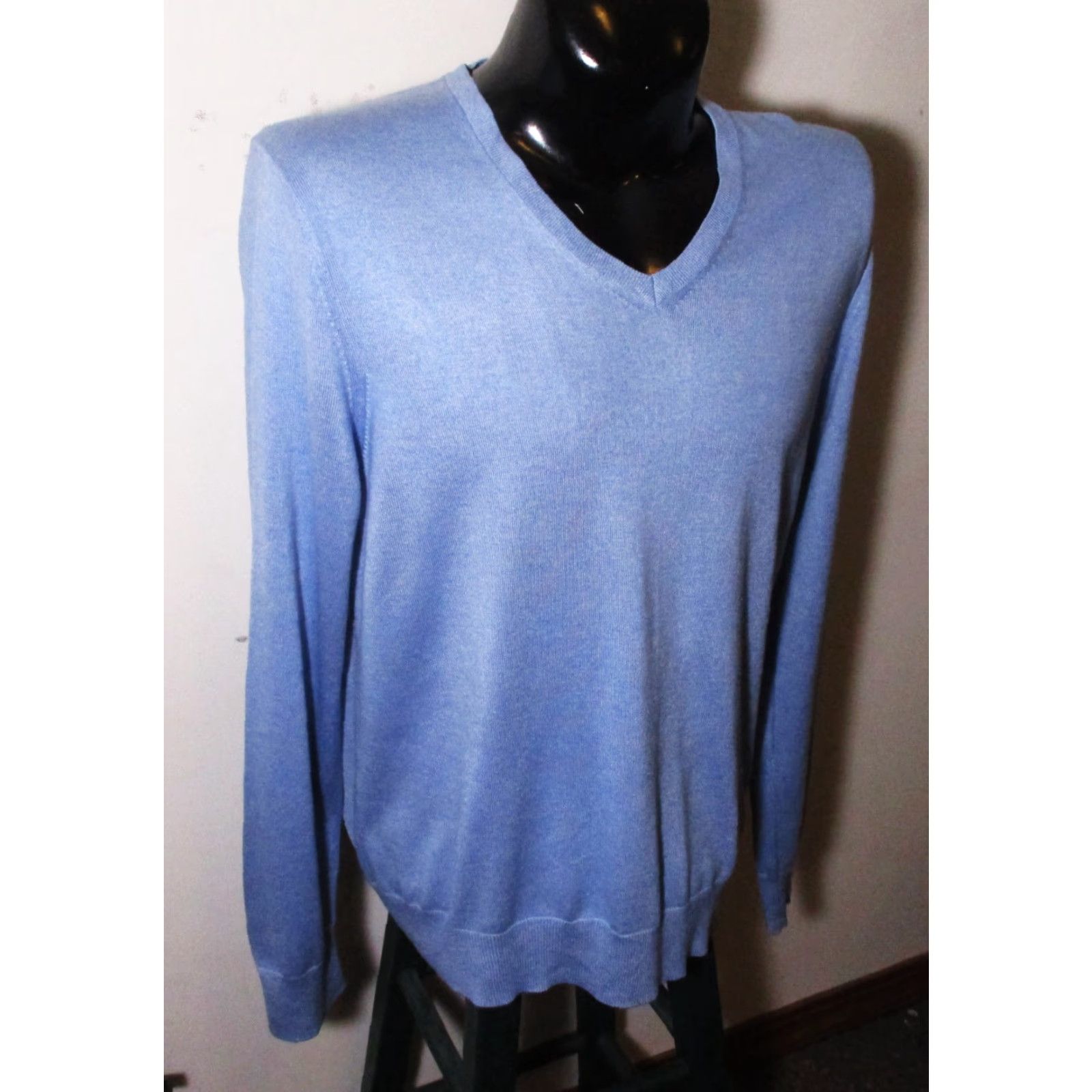 Banana Republic BANANA REPUBLIC Blue Silk Cashmere Long Sleeve Sweater Men's L Size US L / EU 52-54 / 3 - 3 Thumbnail