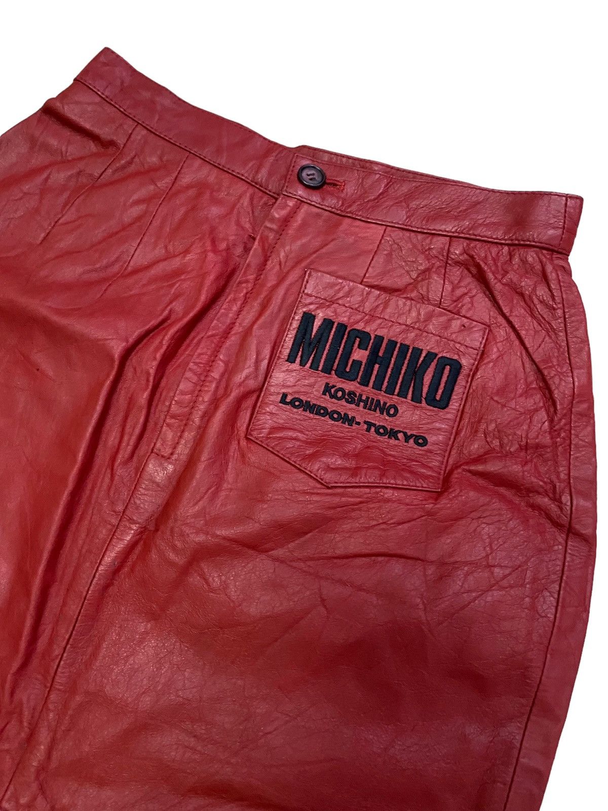 Leather × Michiko Koshino London Vintage Michiko London Tokyo Leather Skirt Size 25" / US 0 / IT 36 - 5 Thumbnail