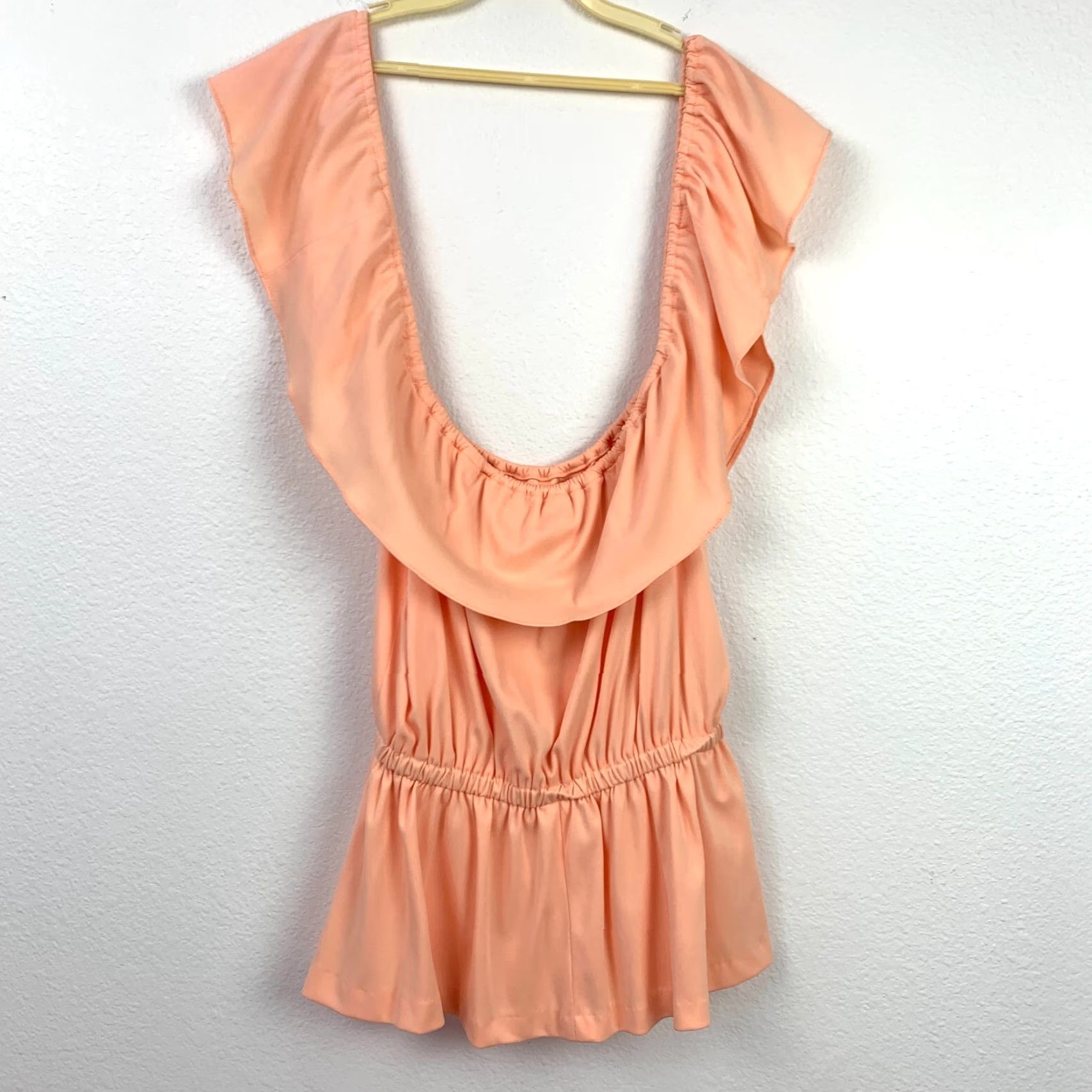 Vintage Vintage Peach Hippy Boho Off Shoulder Two-Piece Shirt Skirt Dress Outfit Size 18 Women Adults Sundress 1970s Holiday Casual United States Size XXS / US 00 / IT 34 - 7 Thumbnail