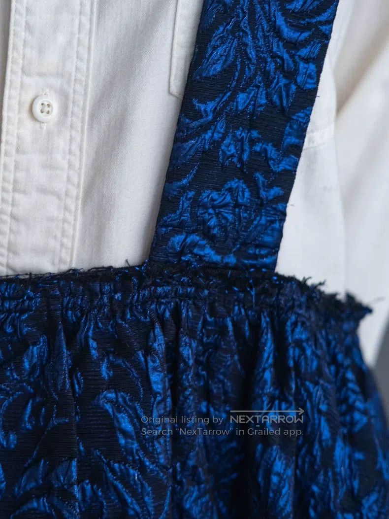 Comme des Garcons Comme Des Garcons Blue Embossed Flower Suspender Skirt Size S / US 4 / IT 40 - 4 Thumbnail