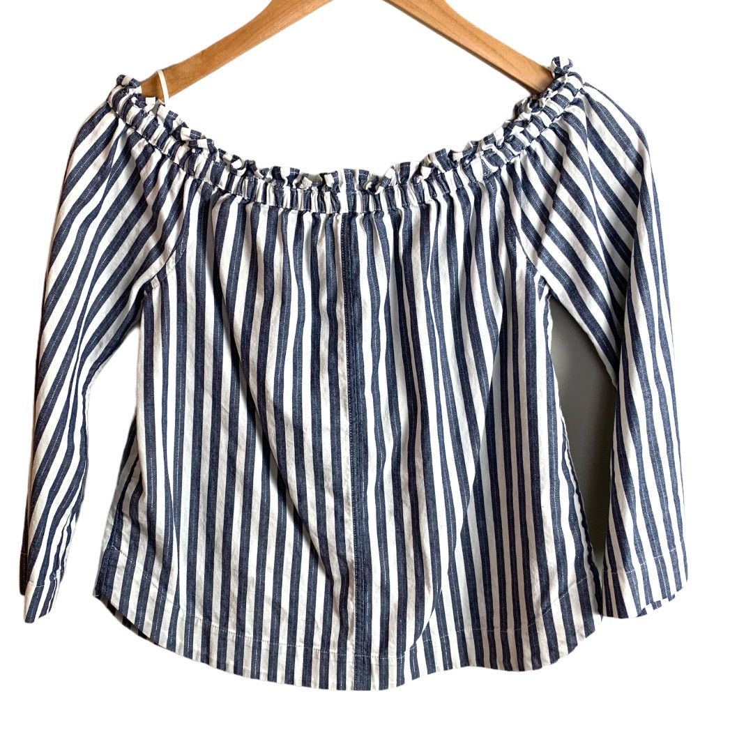 Madewell Madewell Shimmer Off Shoulder Stripe Boho Peasant Top XXS Size XXS / US 00 / IT 34 - 2 Thumbnail