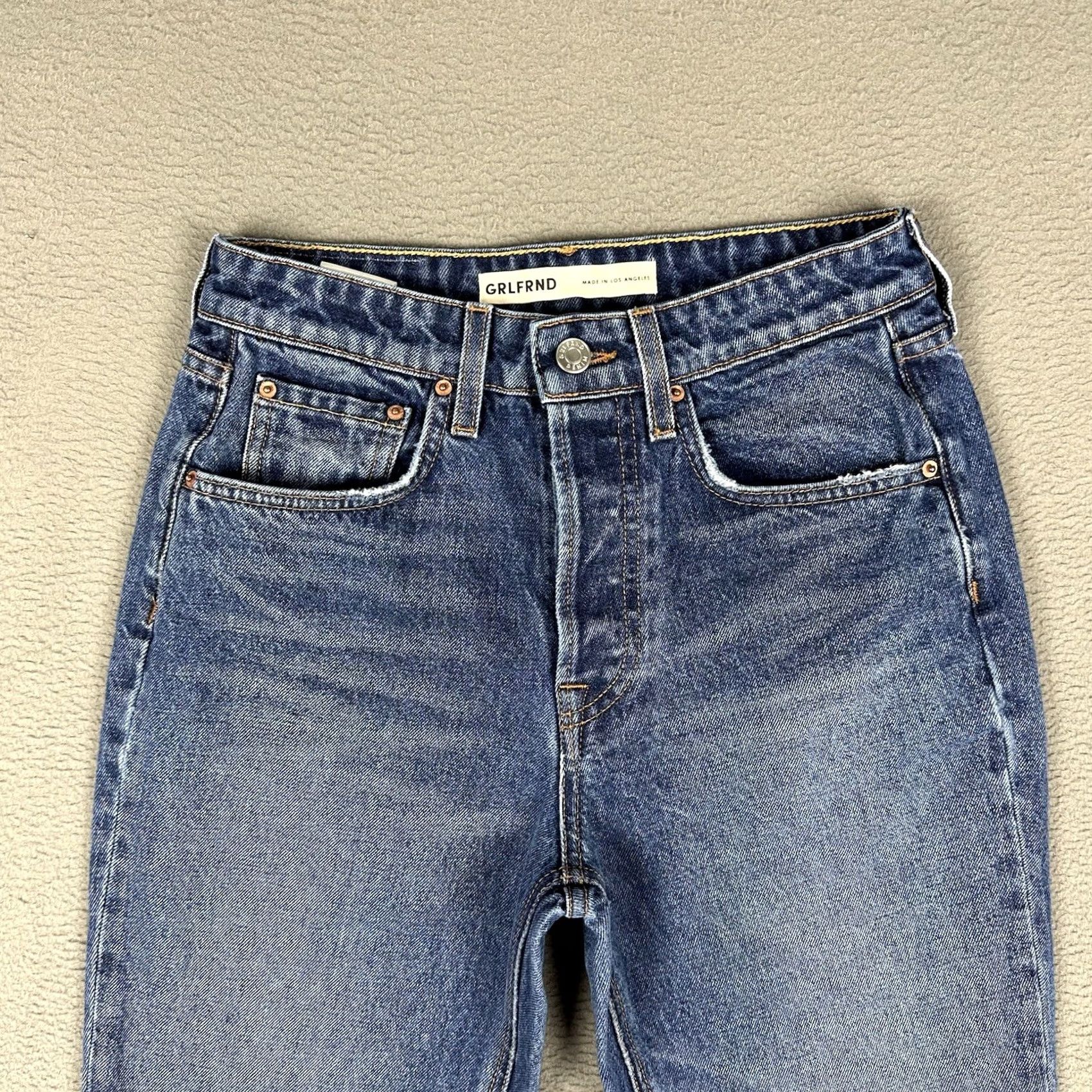 GRLFRND GRLFRND Jeans Womens 25 Blue Denim The Karolina High Rise Straight Crop Distress Shirts? Size 42" / US 20 - 3 Thumbnail