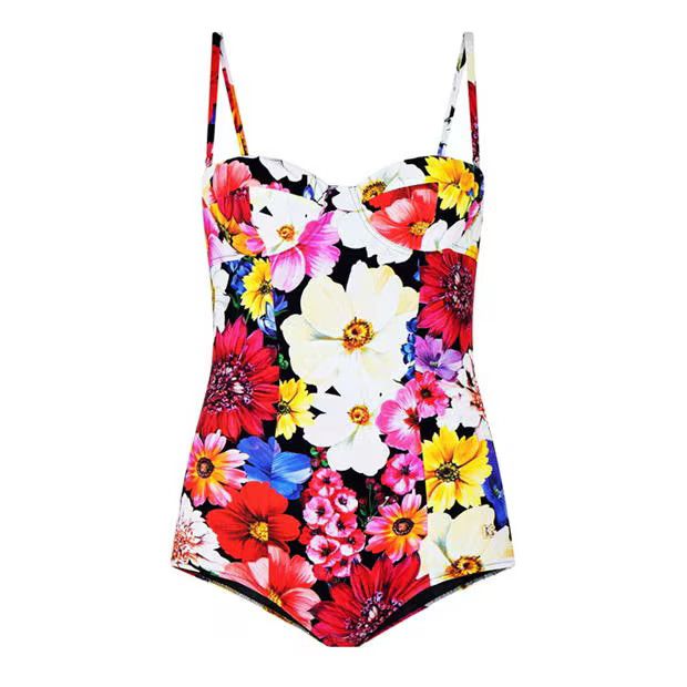 o1g2r1mq1024 Floral Print Underwire Swimsuit in Multicolor
