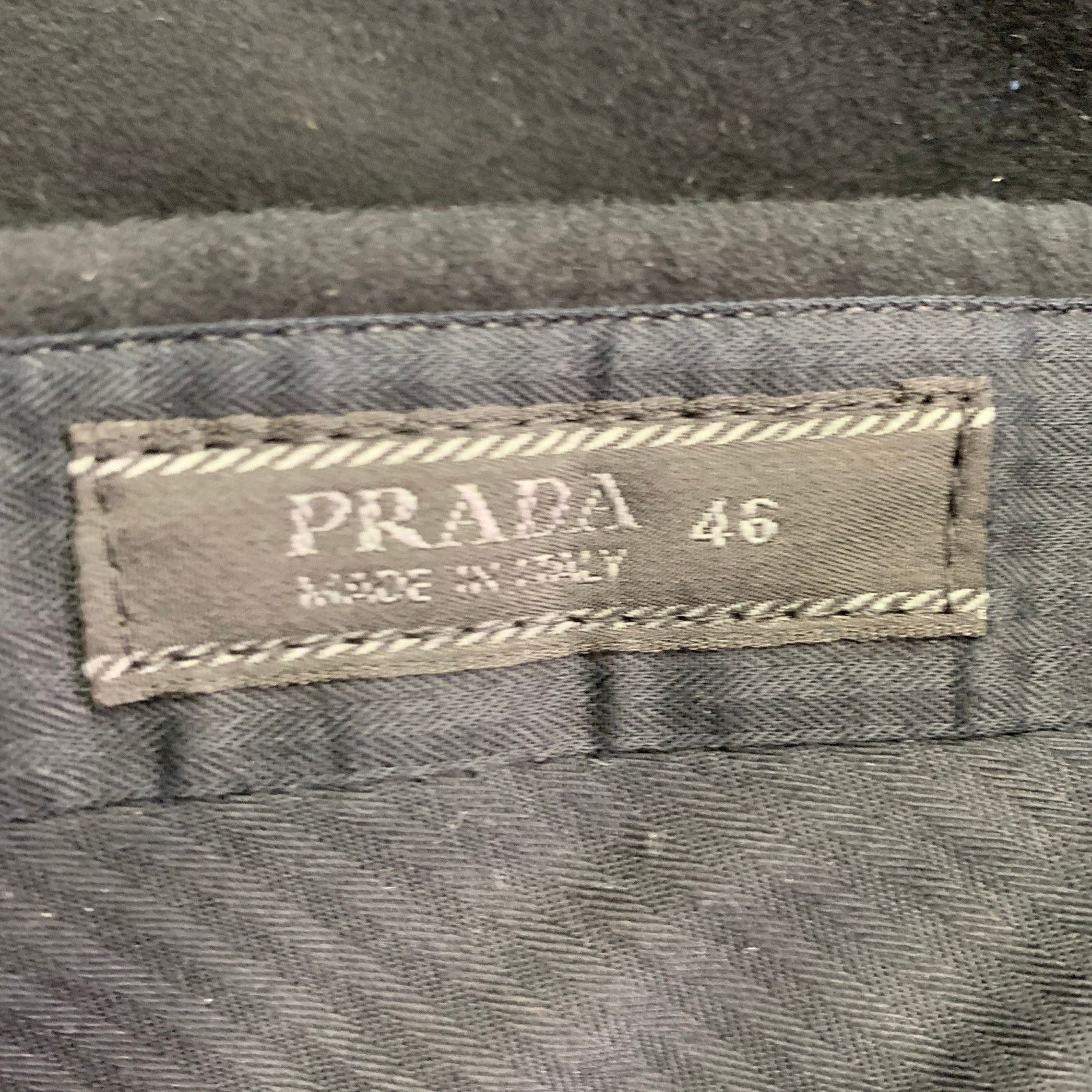 Prada PRADA Regular Black Velvet Cotton Blend Notch Lapel Suit Size 38R - 12 Thumbnail