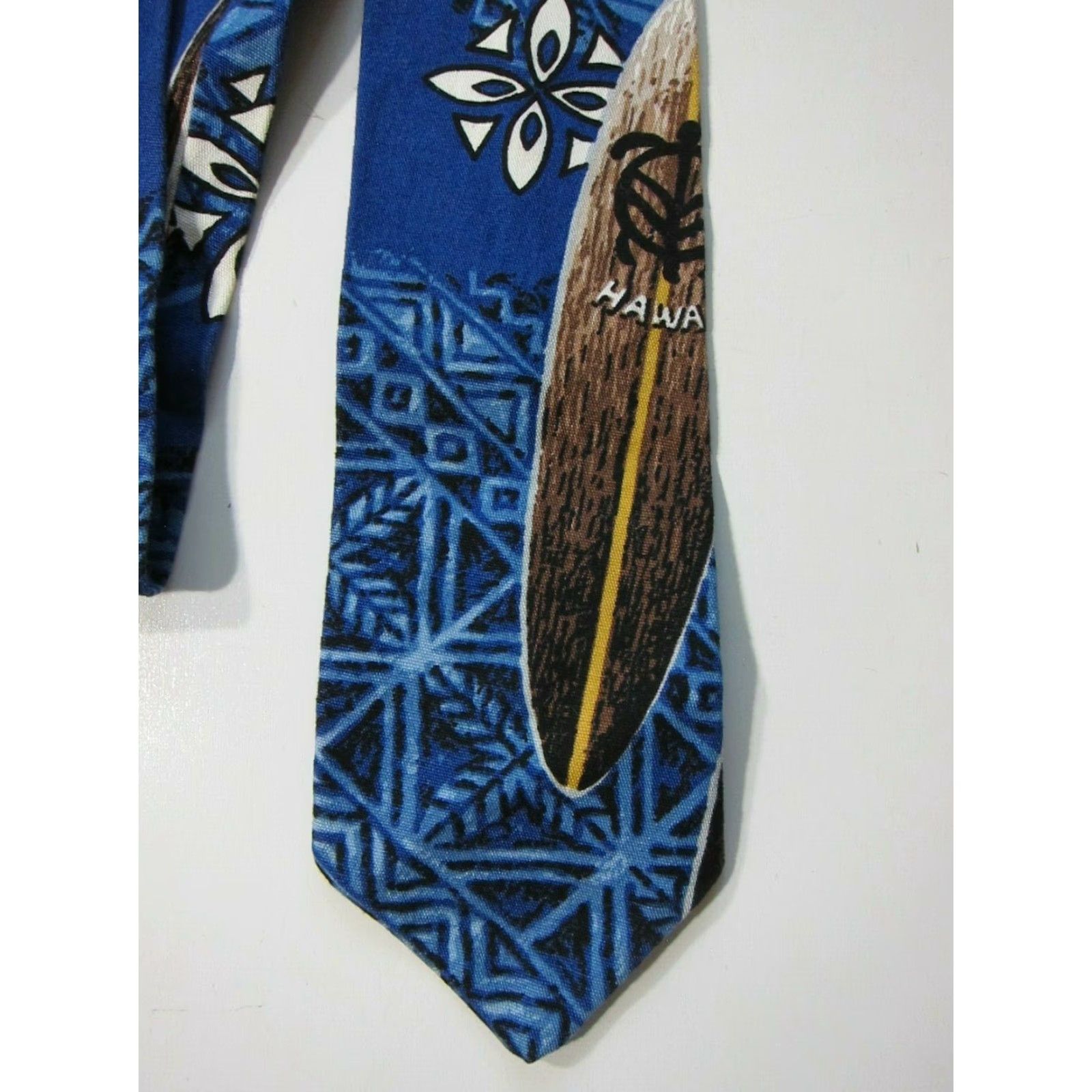 Vintage Vintage Made In Hawaii Cotton Blue Red Brown White Surf Floral Neck Tie Size ONE SIZE - 2 Thumbnail